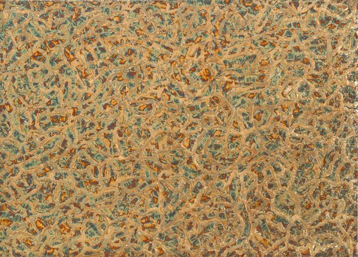 Wilshire Water #2, 2013 gold and metal leaf on mylar 30%22 x 42%22.jpg