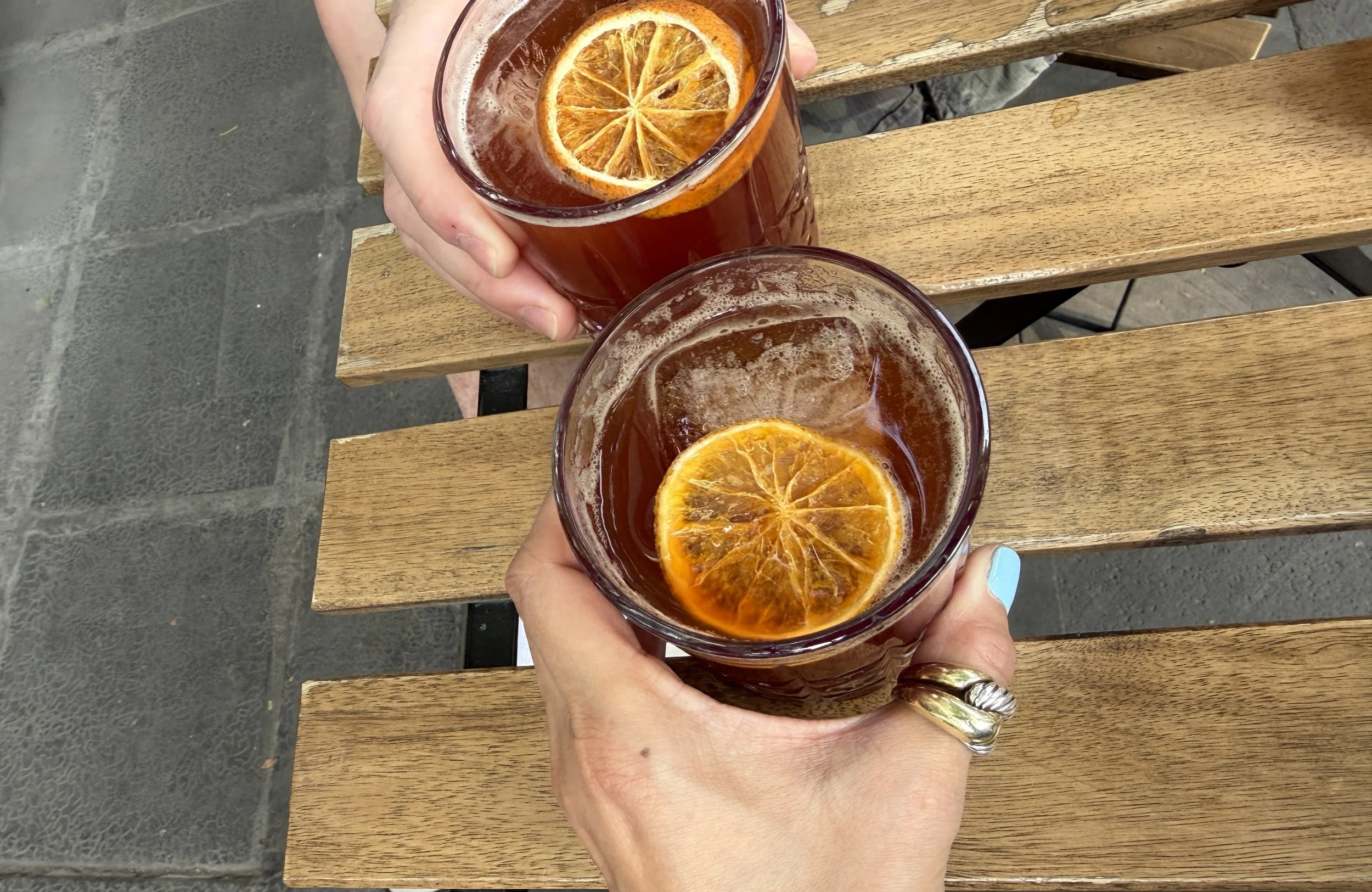 Close-up of inventive coffee drinks at Kahwen Café, Coyoacán, Mexico City, highlighting unique flavors.