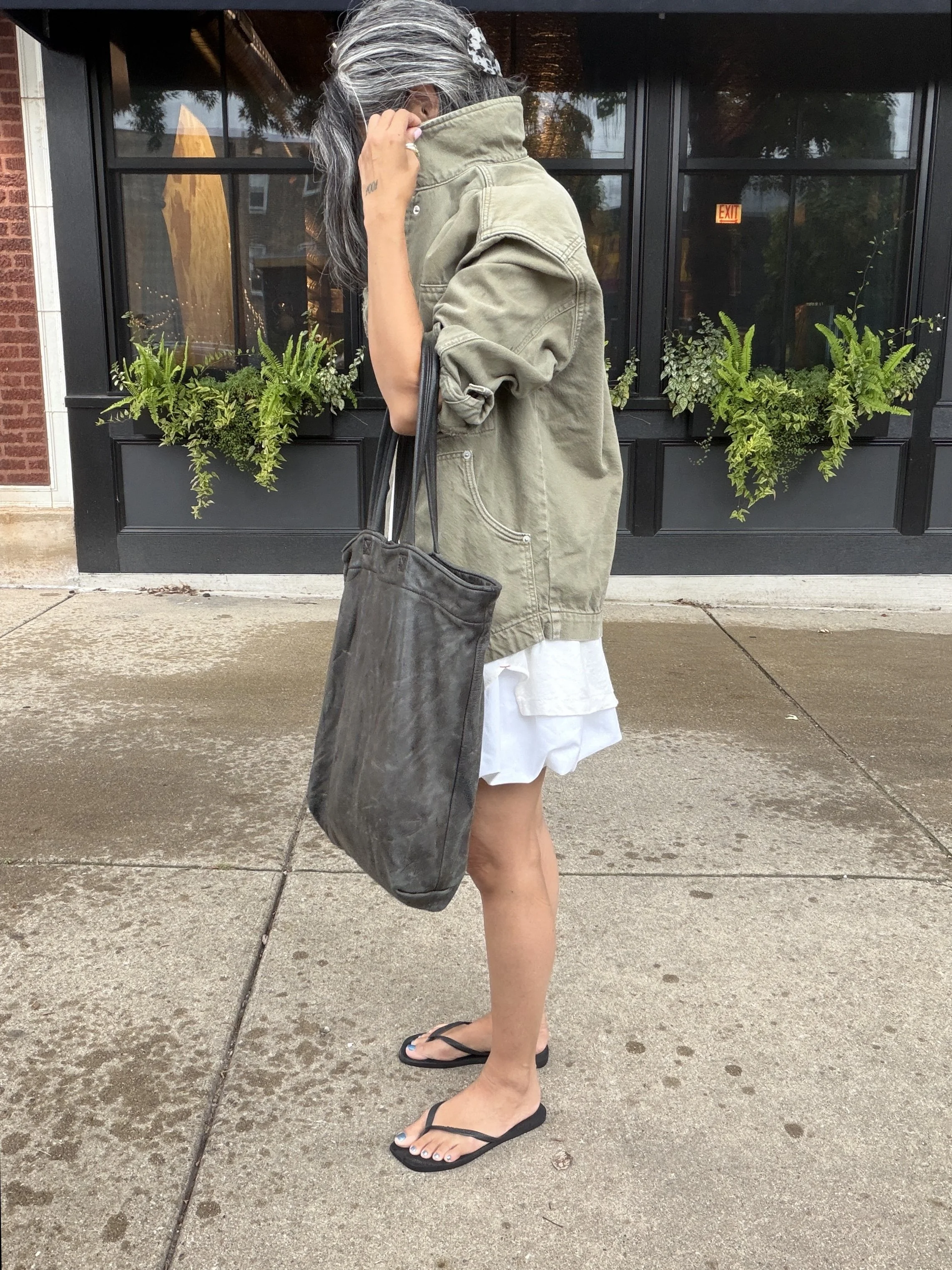 fashion influencer over 50 putting her own spin on a simple Pinterest-inspired summer outfit
