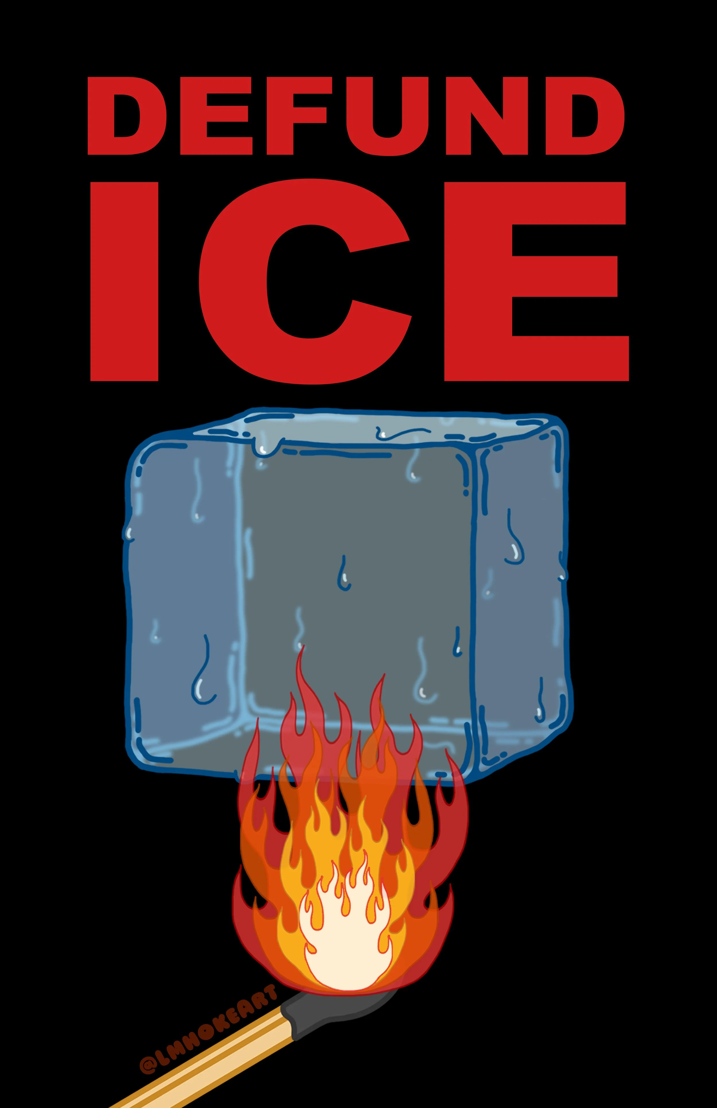 Original ice melting drawing. This image is 11"x17" and can be printed on two sheets of copy paper to be made into a sign or poster.