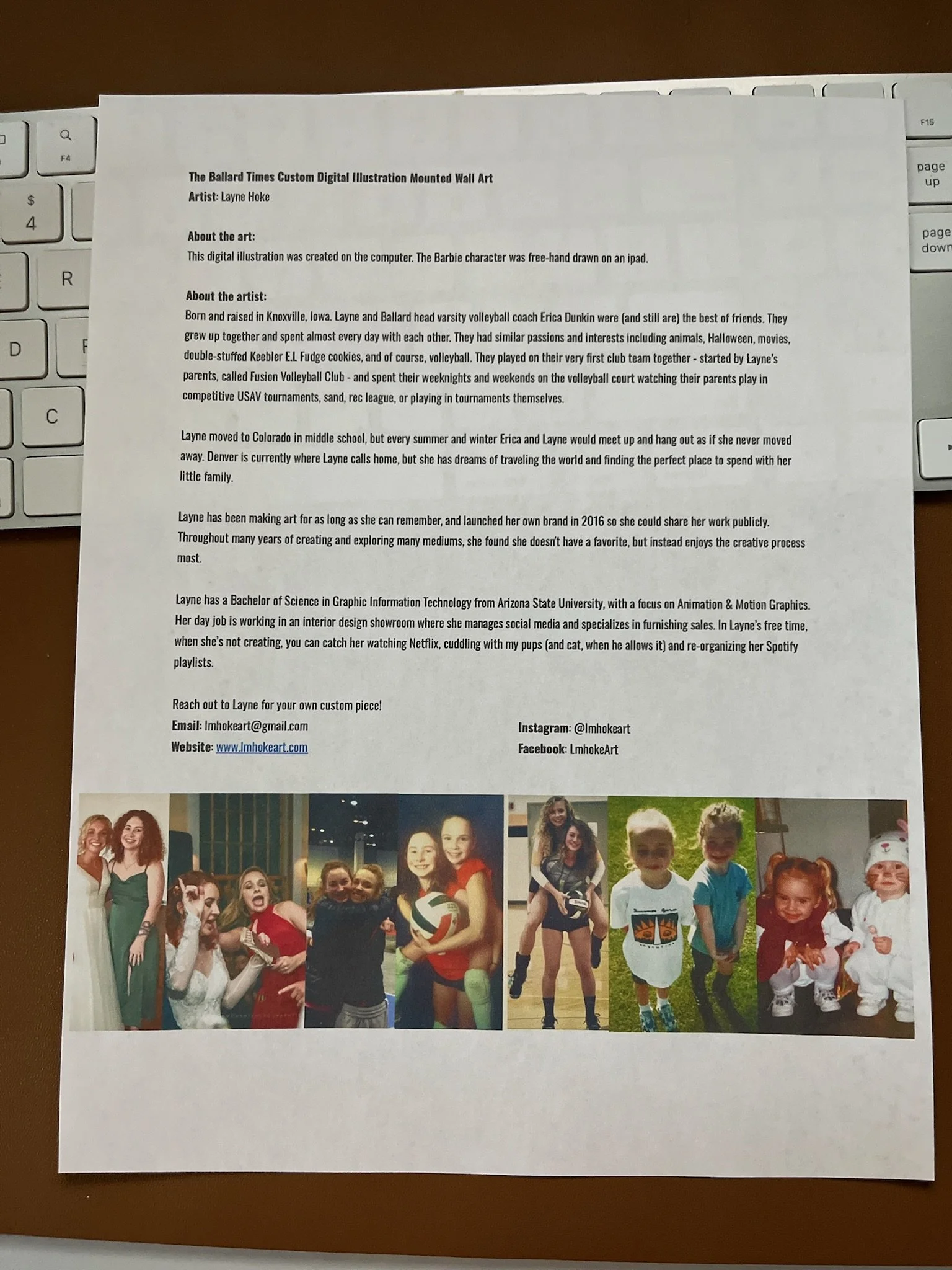 This is the write-up my friend made about me and the artwork