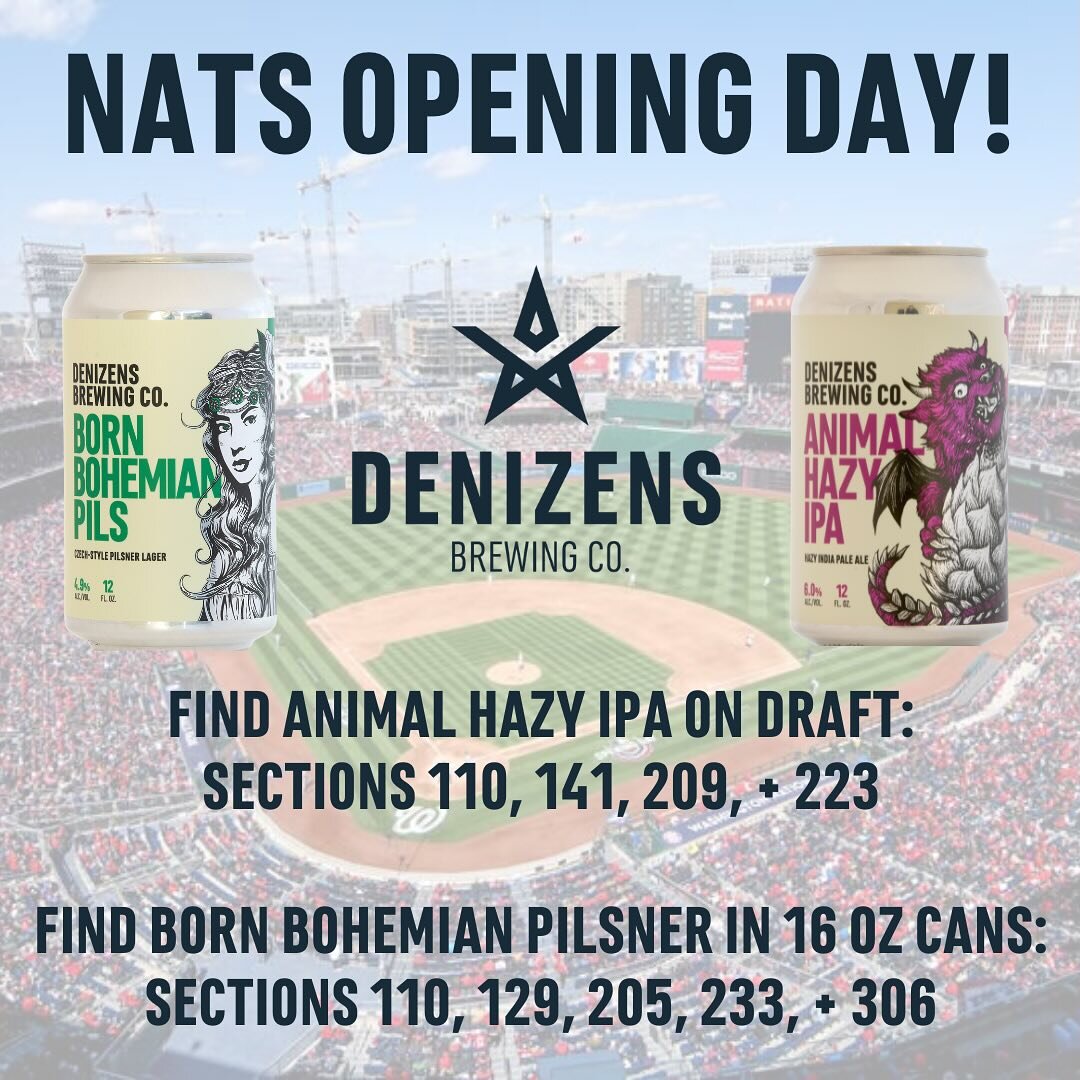 Happy opening day at Nats Stadium! If you are headed to the game today make sure you grab Animal at one of the District Draft carts or Born Bohemian at one of the grab and go markets - let&rsquo;s go Nats!
.
.
.
.
#natsstadium #letsgonats #natshomeop