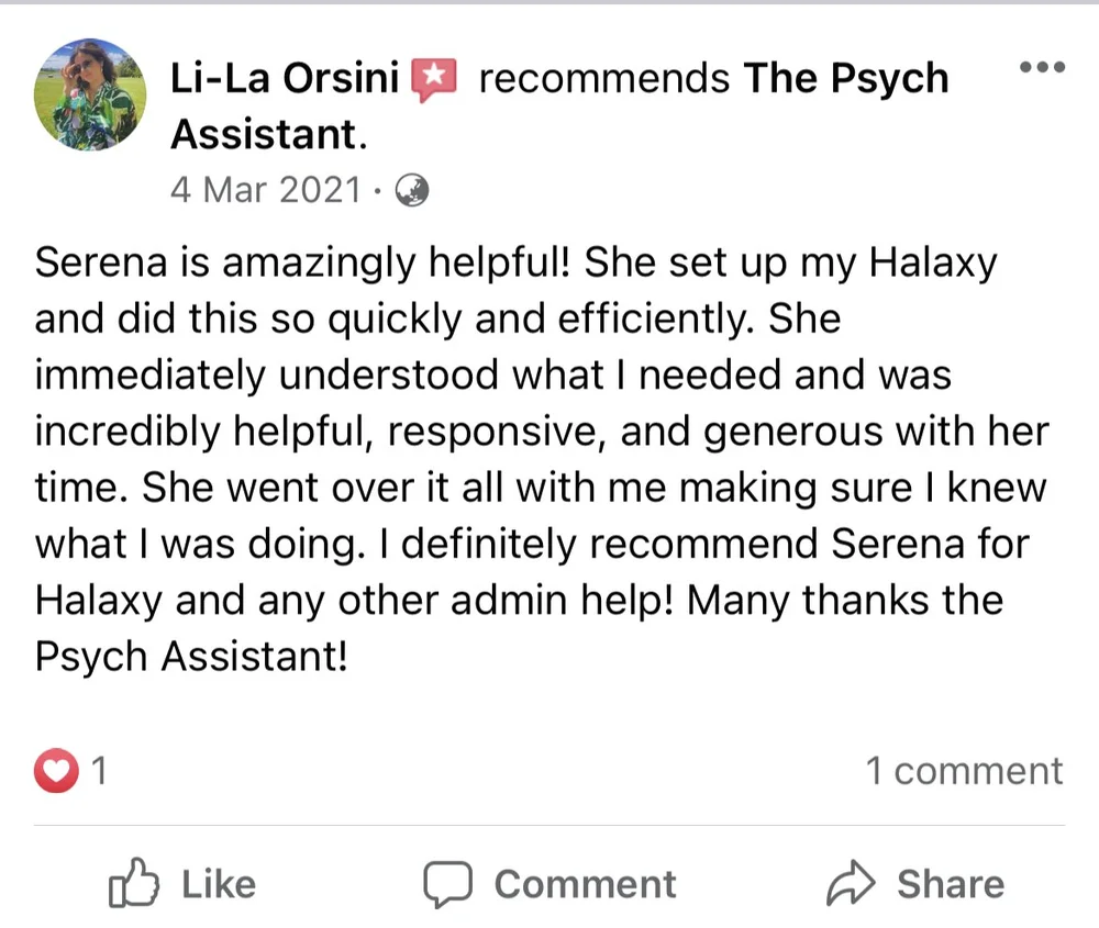 Halaxy Setup Support — The Psych Assistant