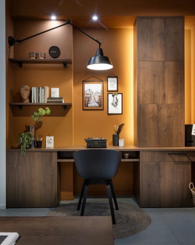 Home office cabinets with intergrated desk