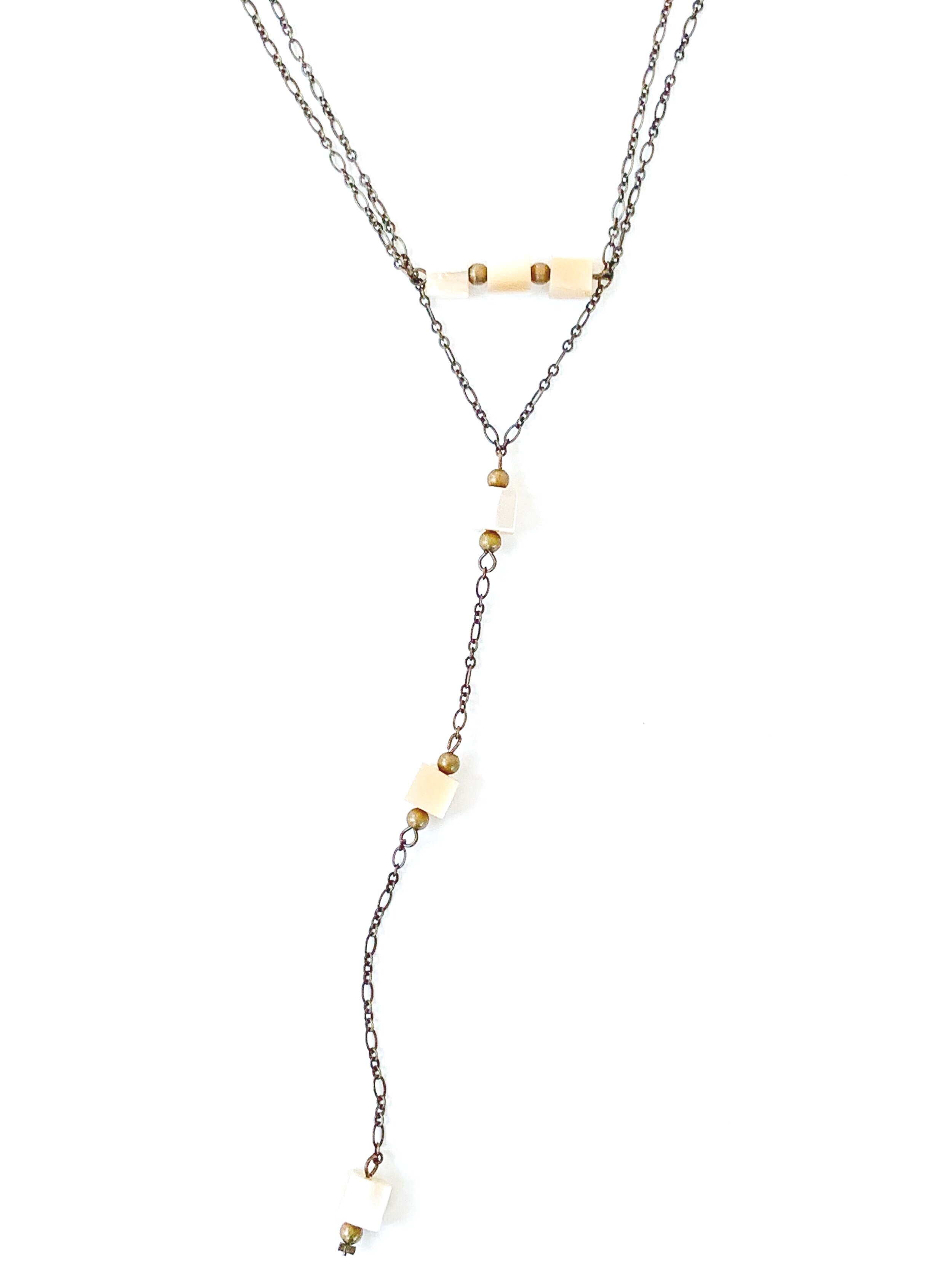 Tan and Pearl Lariat