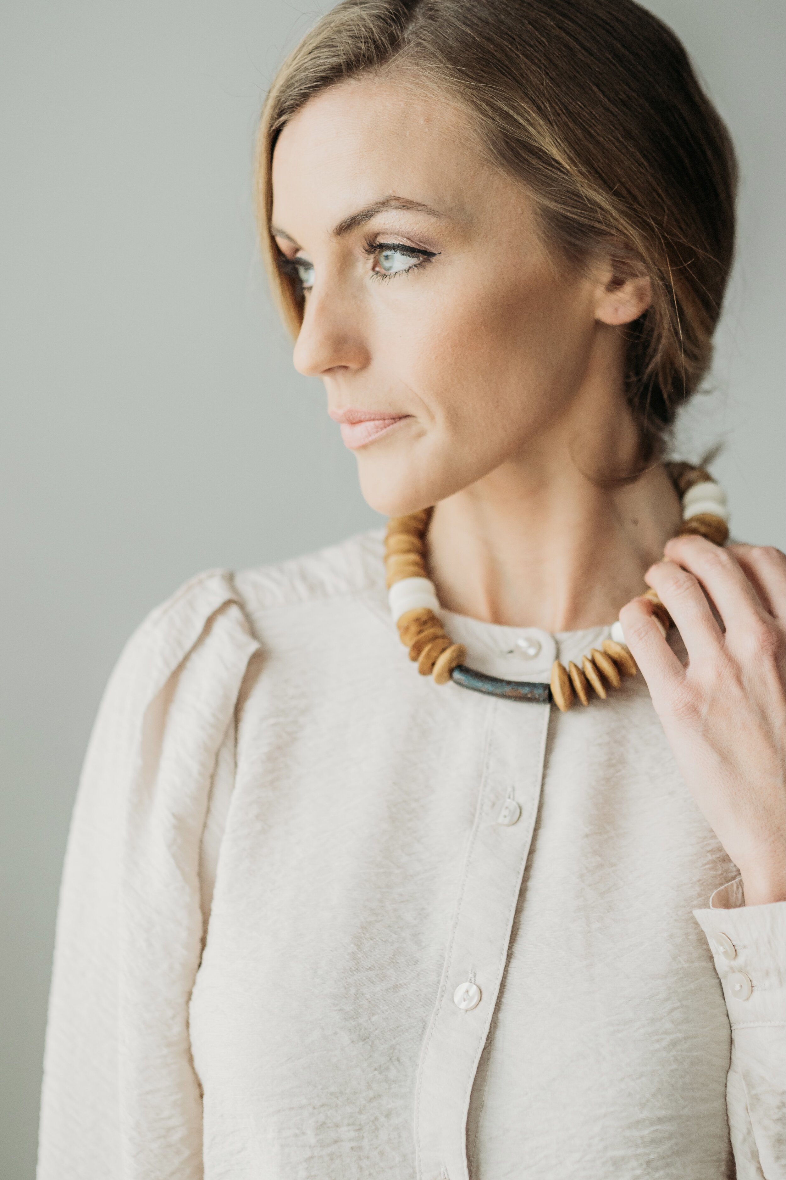 Beaded Bone & Copper Choker