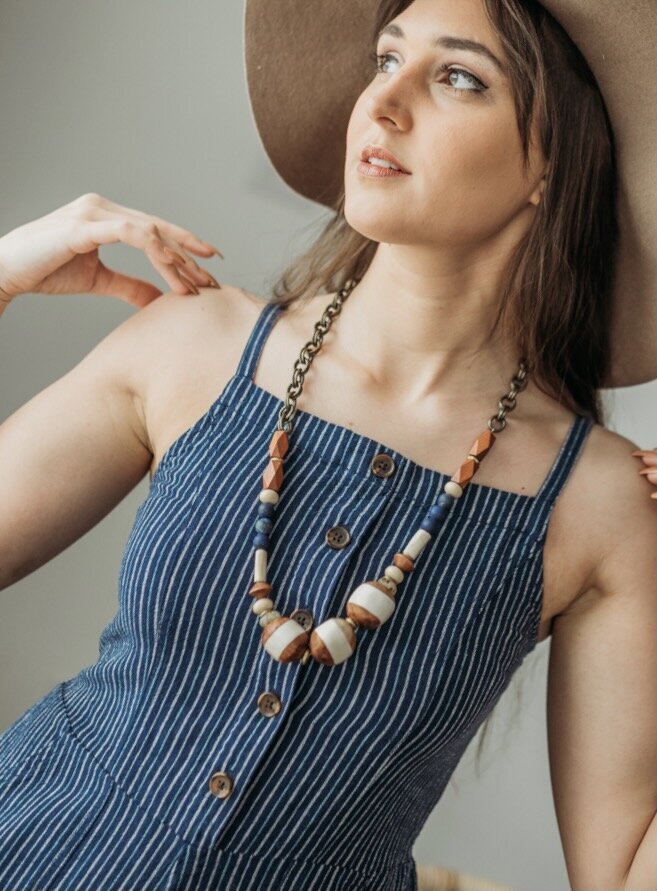 Inlaid Wood & Bone w Lapis & Brass