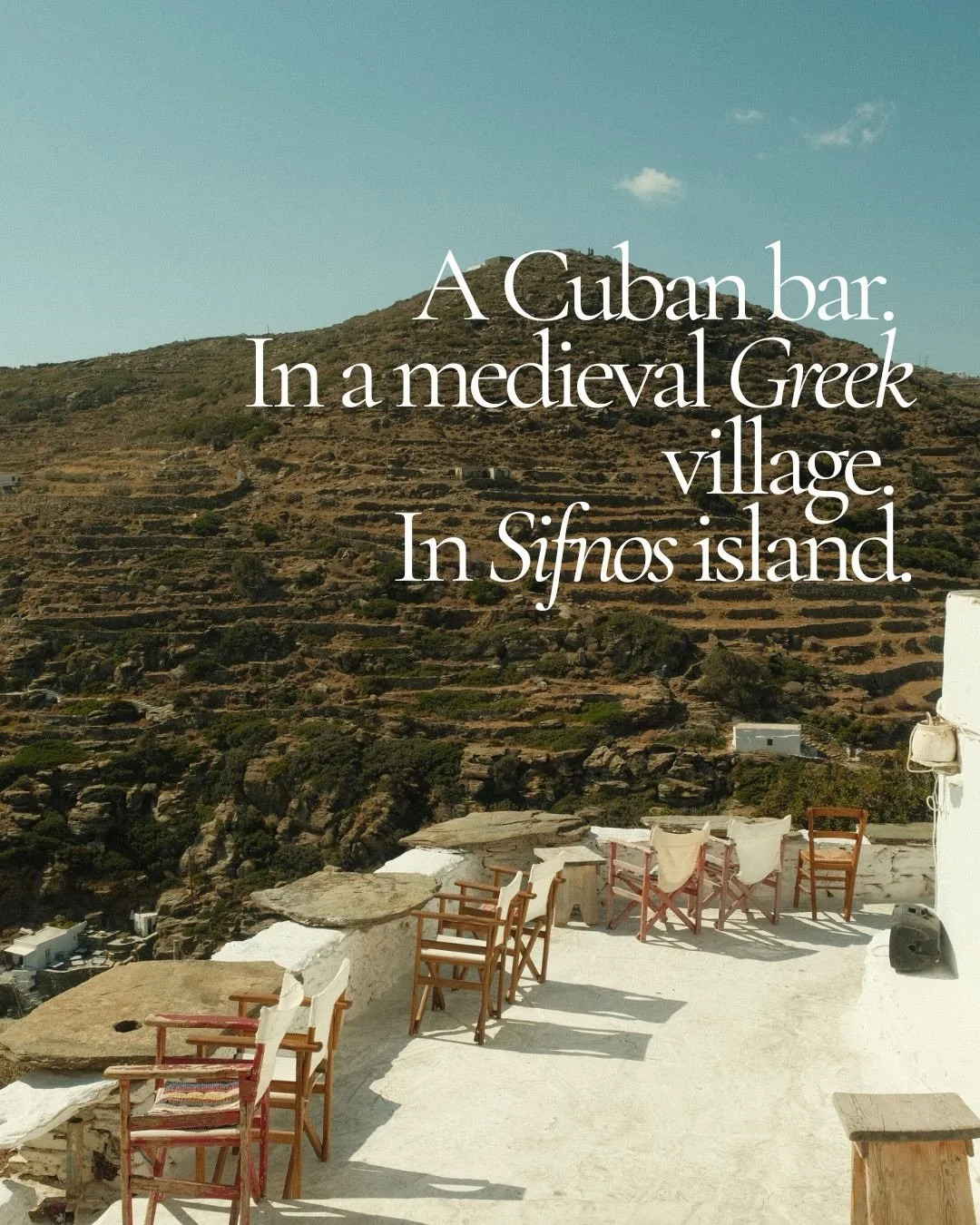 Another place to SAVE for your Sifnos trip 🇬🇷

Okay, this might be the quirkiest bar I have seen in a very long time. I had to include this in my Sifnos Guide and share it with you.

Kavos Sunrise sits inside the old walls of Kastro and it is unlik