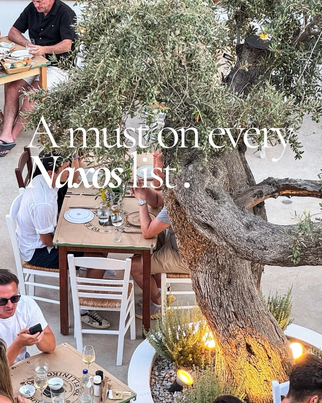 Another must to put on your Naxos list. 

To Elliniko is a local spot we were recommended a few years ago and I&rsquo;m paying it forward ❤️ It is definitely one of my most favourite places.

Open courtyard, sitting under the olive tree, relaxed atmo