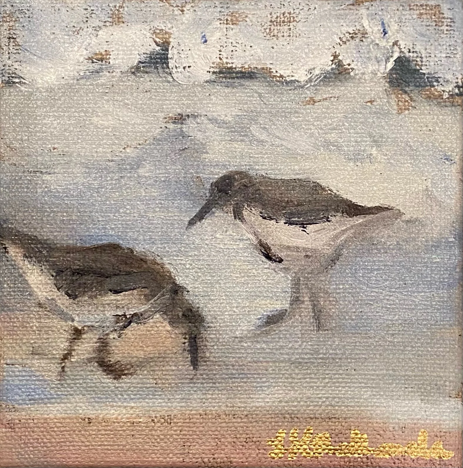 "Flock Together" 4x4 oil / Purchased
