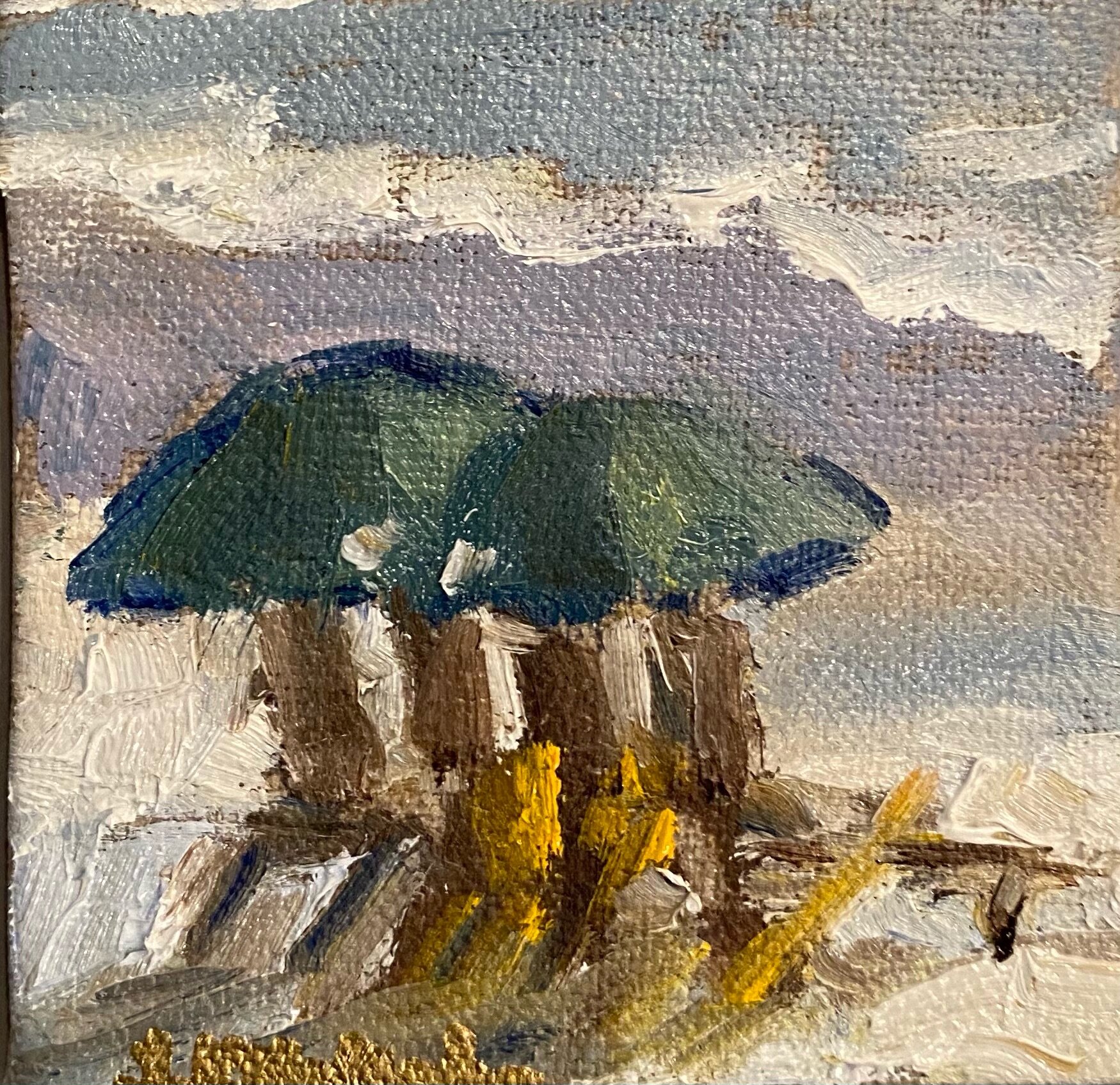 "Beach Chairs" 3x3 oil / Purchased