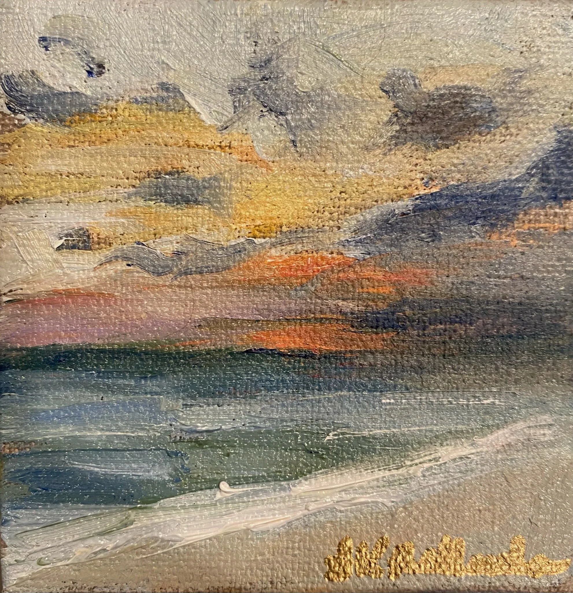 "Sunset Glory" 3x3 oil / Purchased
