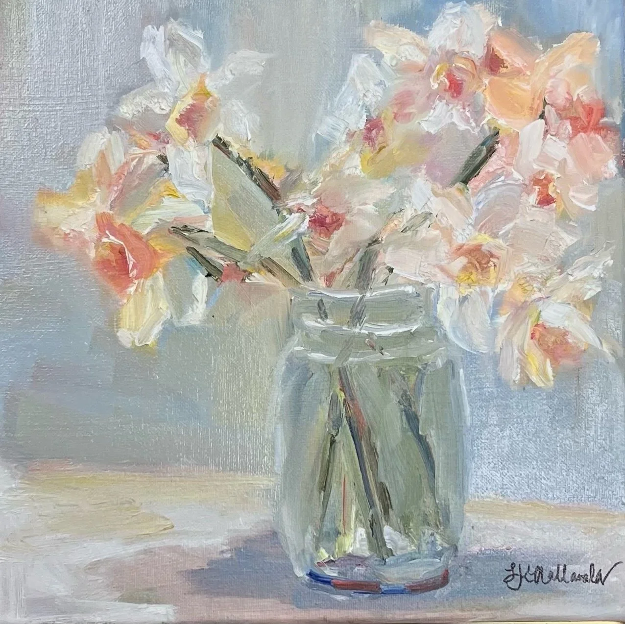 "A New Season" 12x12 oil in a gold floater frame / Donated to Lincoln Village Ministry Beautiful Things Luncheon 2024