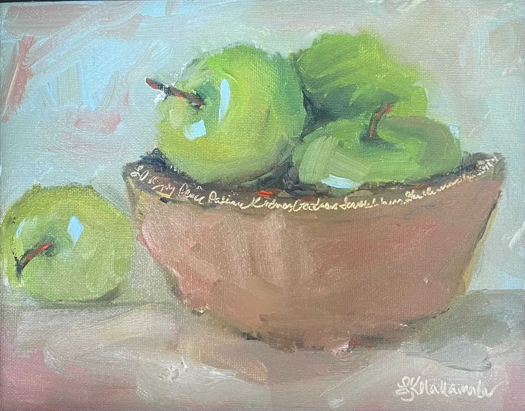 "Household of Faith" 8x10 oil in gold floater frame / Purchased