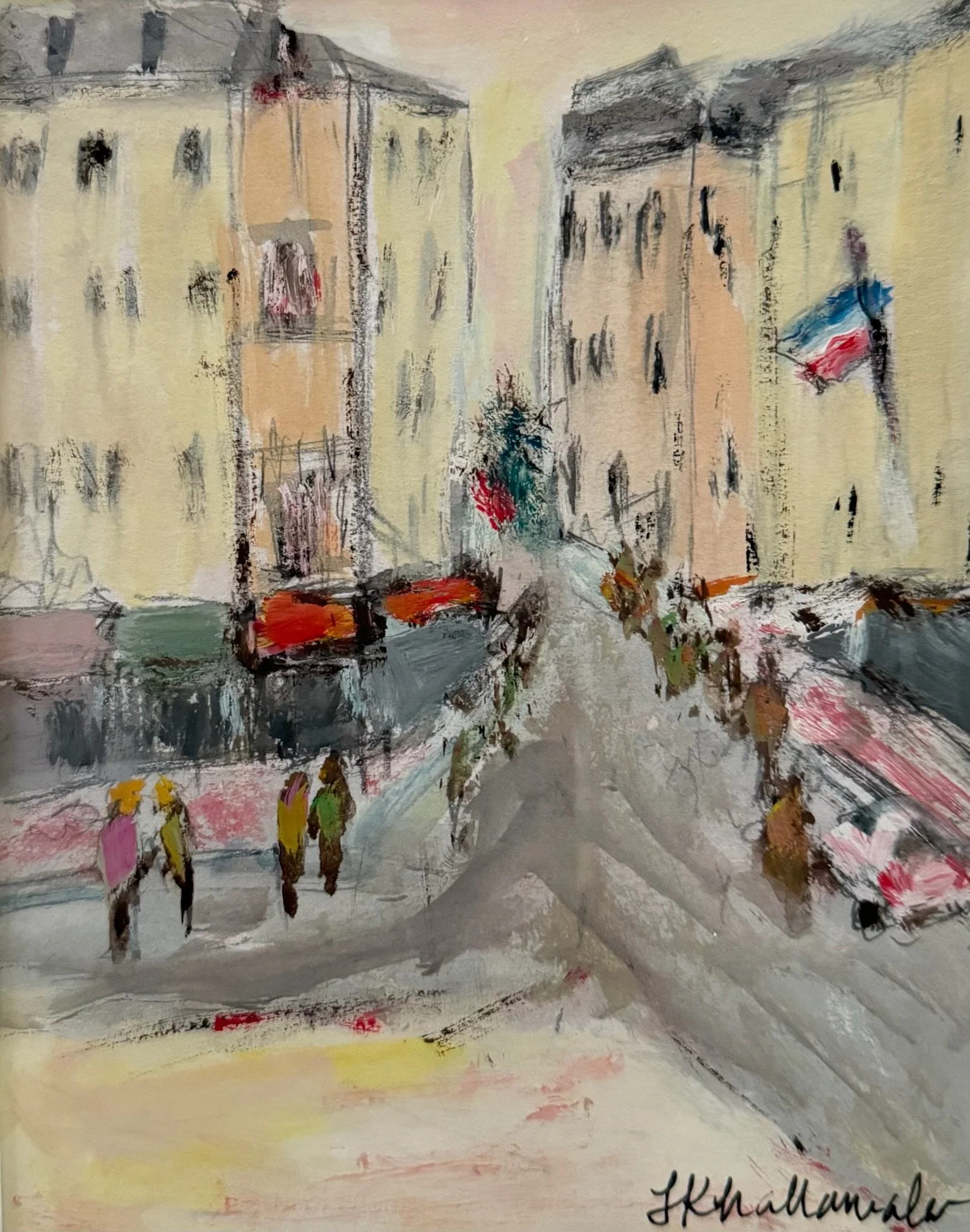 “The Elegant City” Paris, France / 4.5x6 inch gouache in a 15.5x18.5 inch gold frame / $290