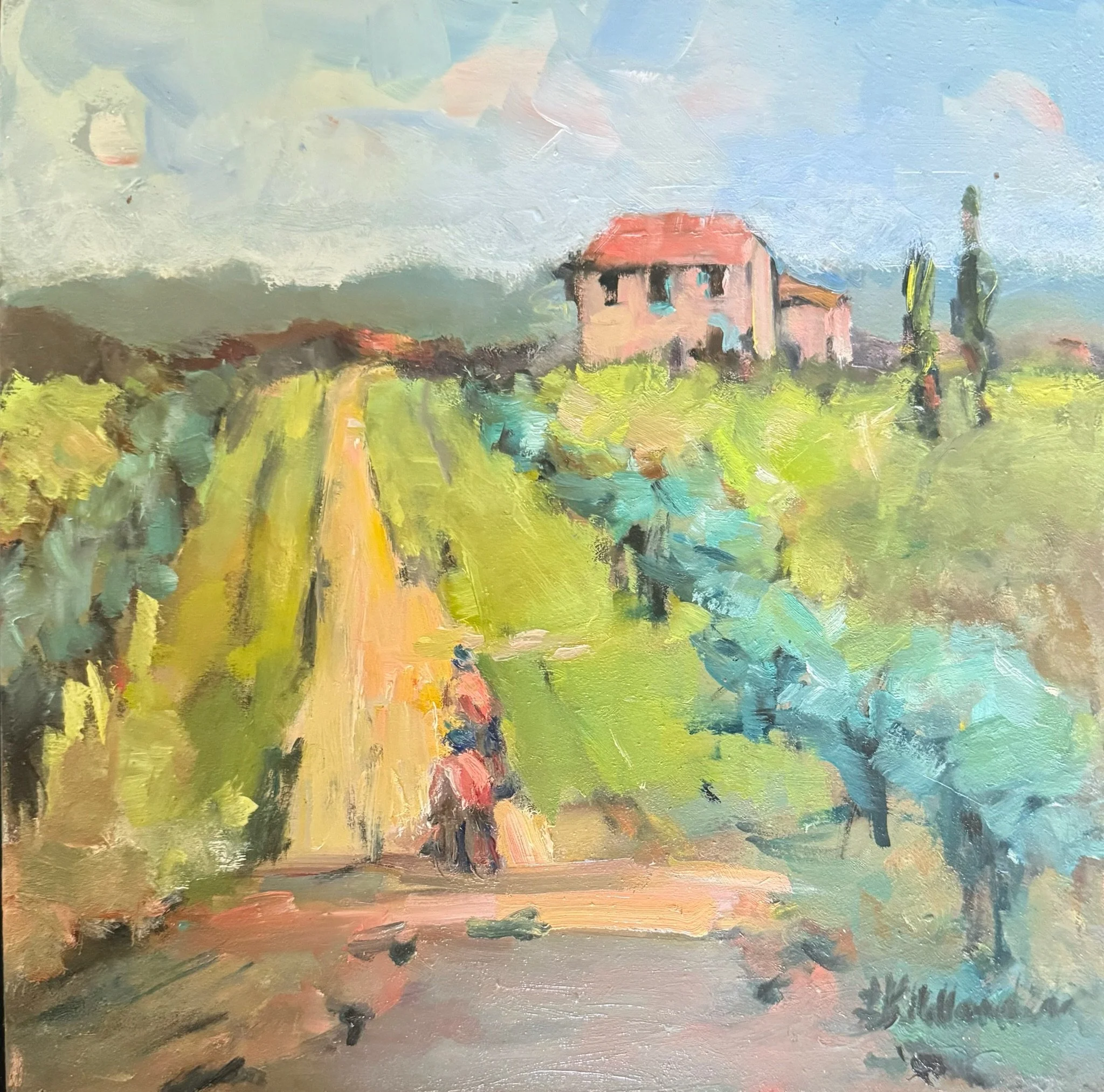 “Before All Things” Cagnes Sur Mer, France, / 12x12 inch oil in a 13.75x13.75 inch gold floater frame / $300