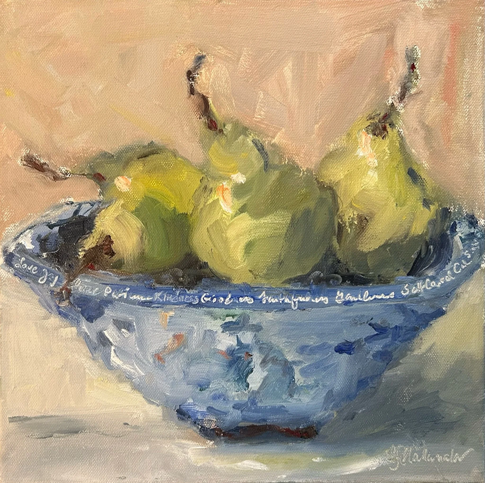 "Good Gifts" 12x12 oil in gold floater frame / Purchased