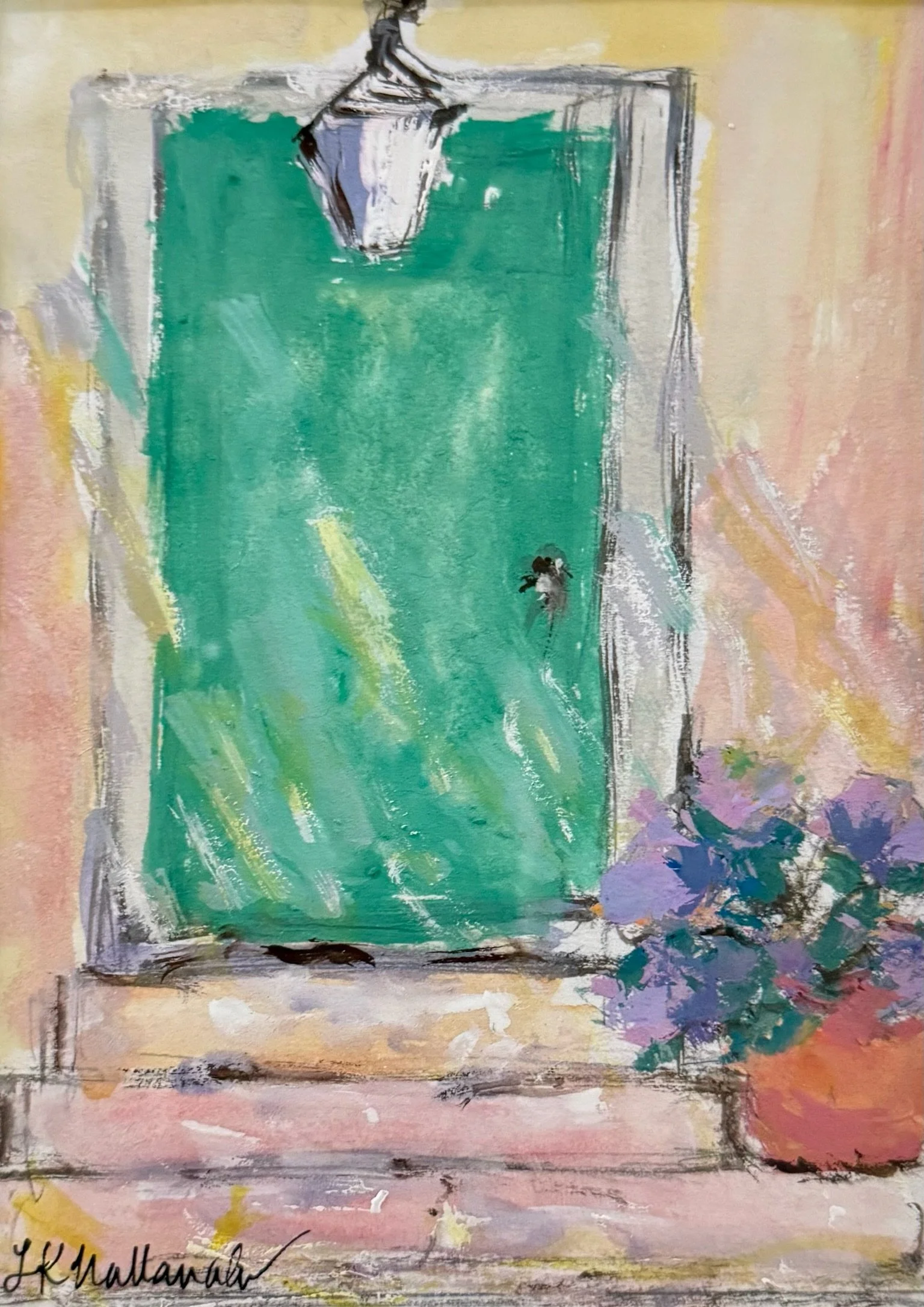 “The Door Within” / 4.5x6 inch gouache in a 15.5x18.5 inch gold frame / $290