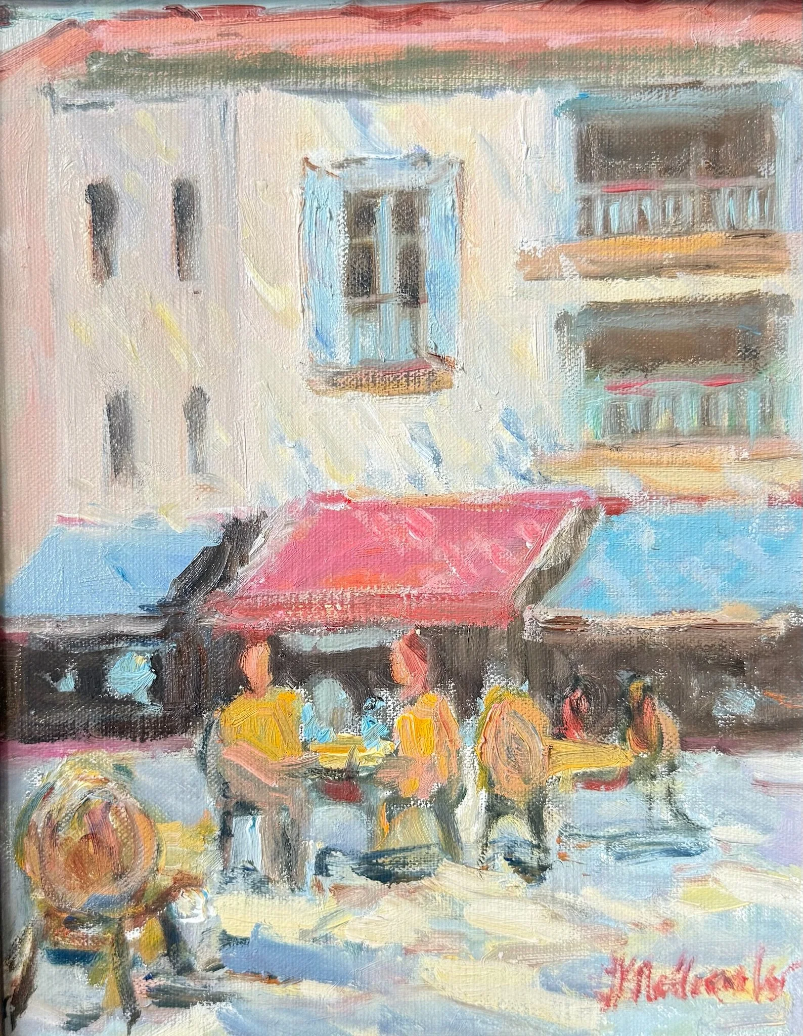 "Ice Cream, Coffee, or Both?" L’Artisan Glacier, Cassis, France / 8x10 oil in an 11x13.5 champagne frame / $230