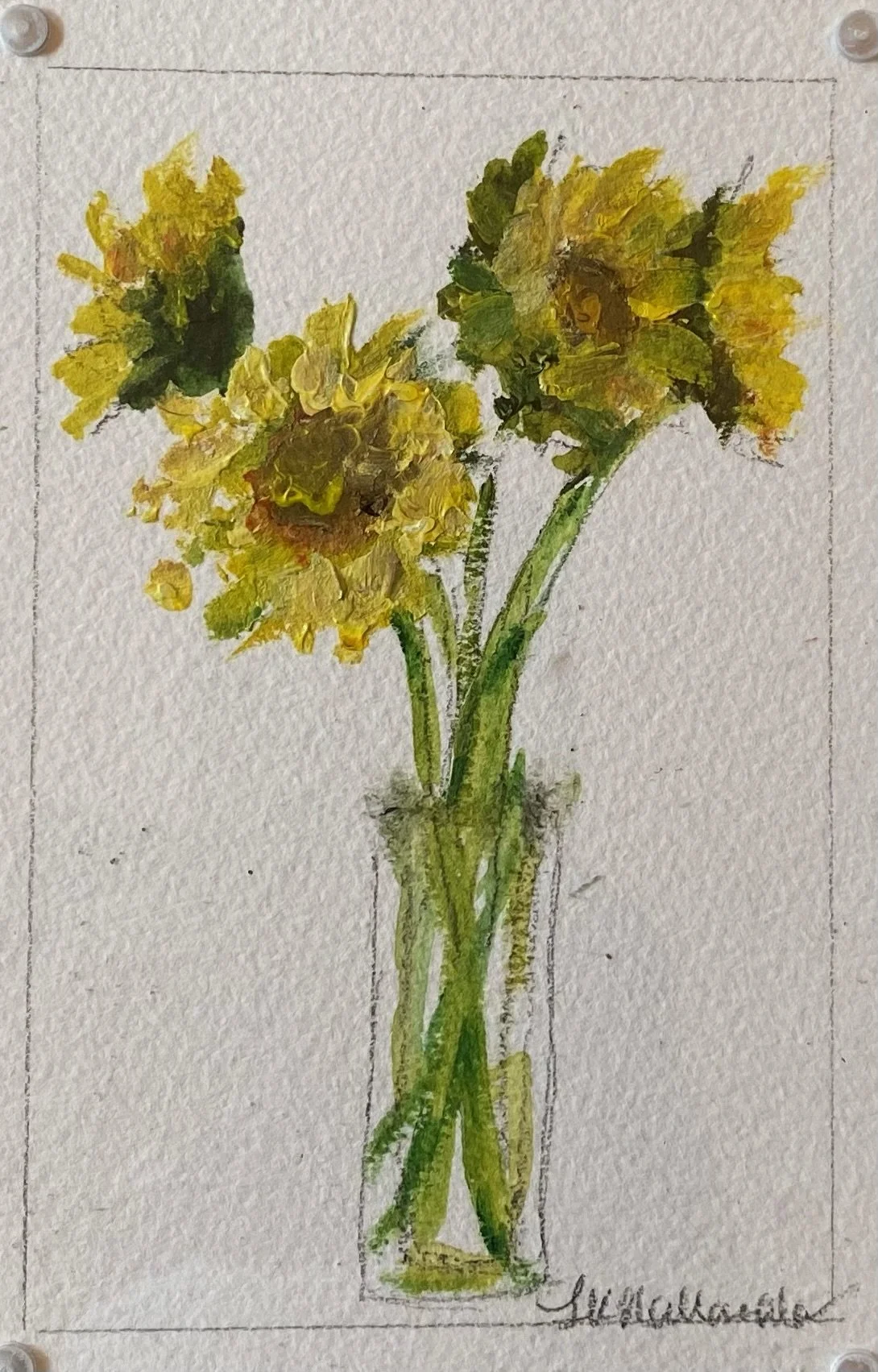 "Sunshine" 4x6 acrylic on paper in acrylic frame / Purchased