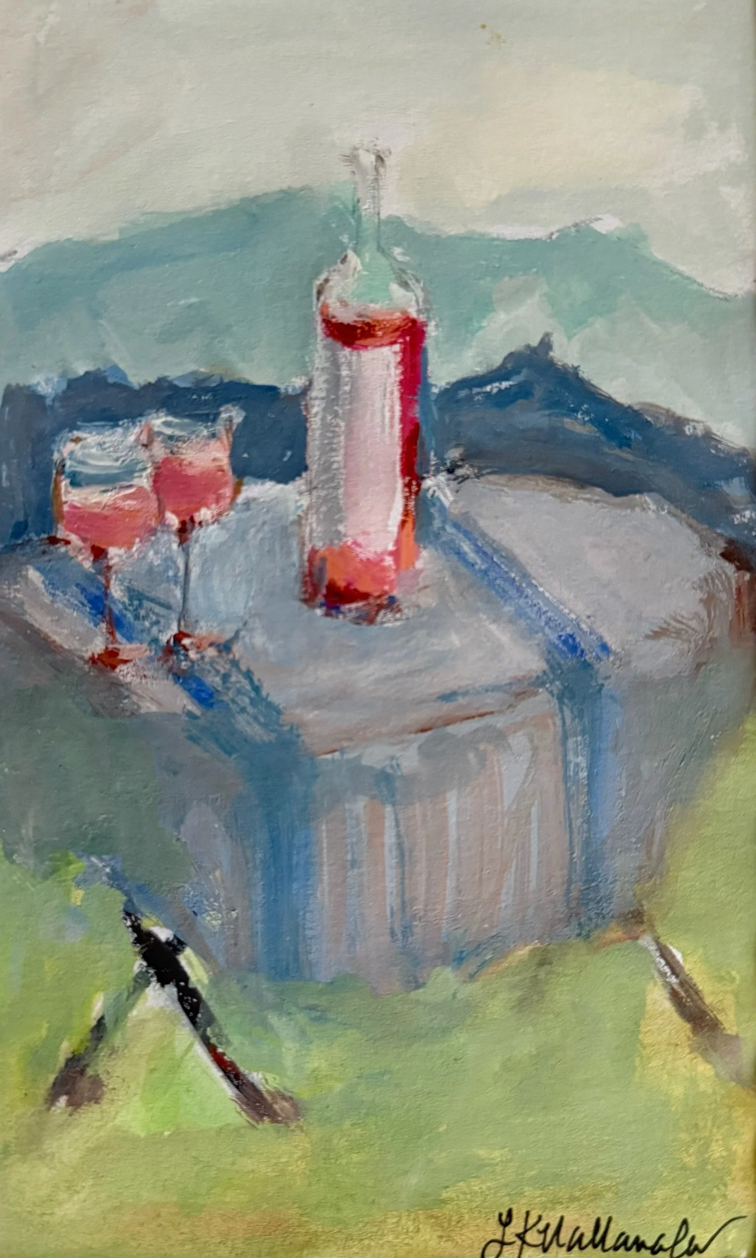 “Goodness of the Earth” French Riviera, South of France / 4.5x7.25 inch gouache in a 15.5x18.5 inch gold frame / $290