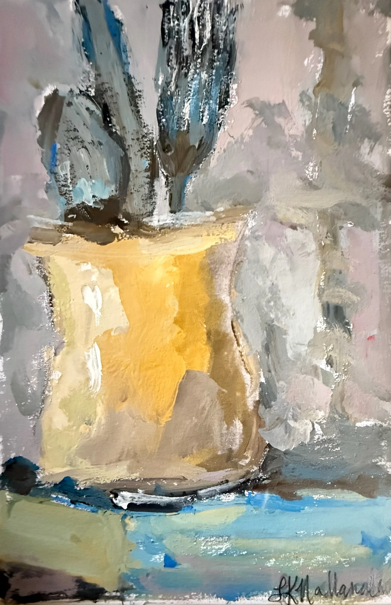 “The Cup That Overflows” / 4.75x7.25 inch gouache in a 15.5x18.5 inch gold frame / $290