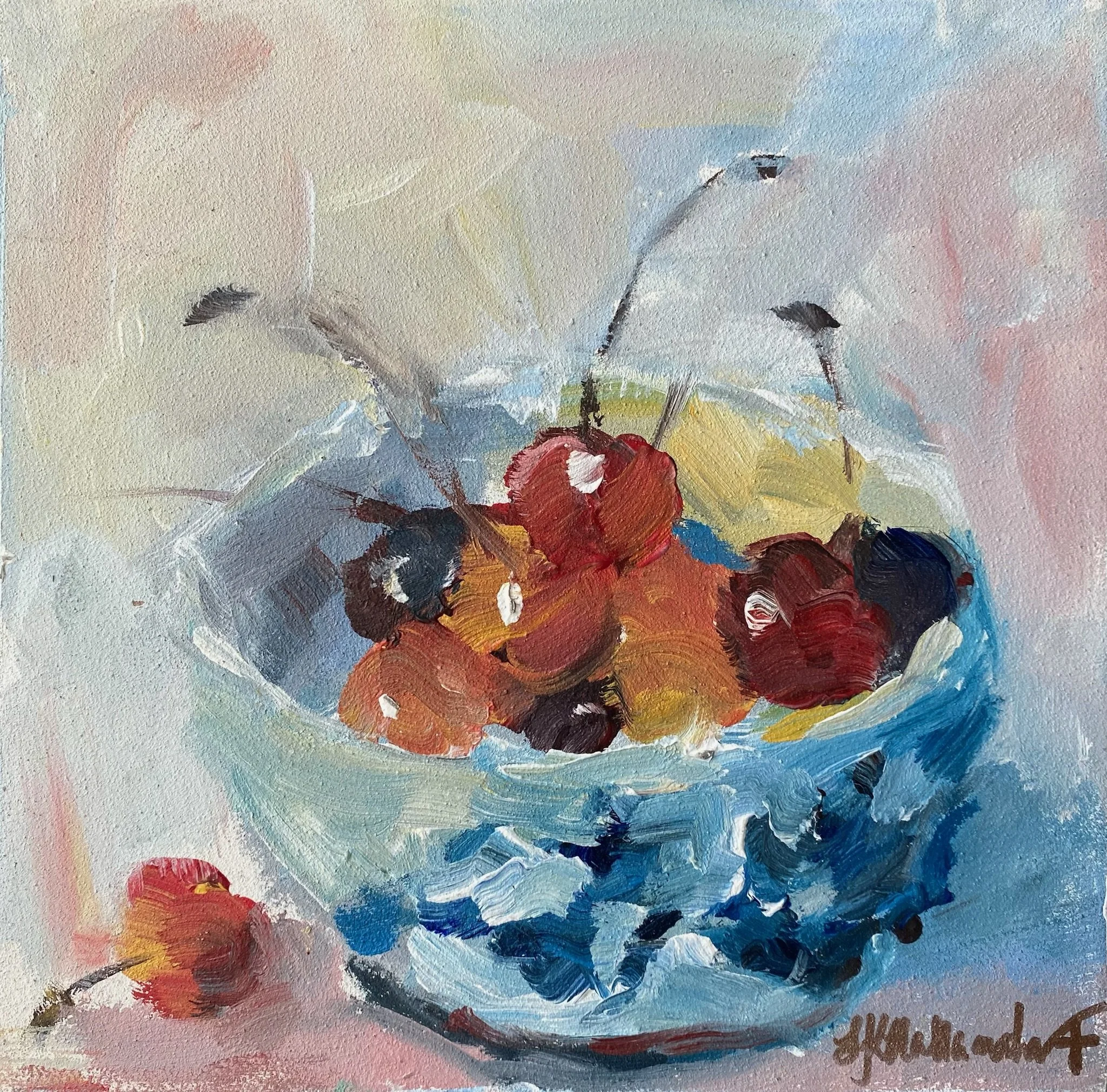 "Cheerful Delight" 8x8 acrylic / A study of Karen Werner / Purchased