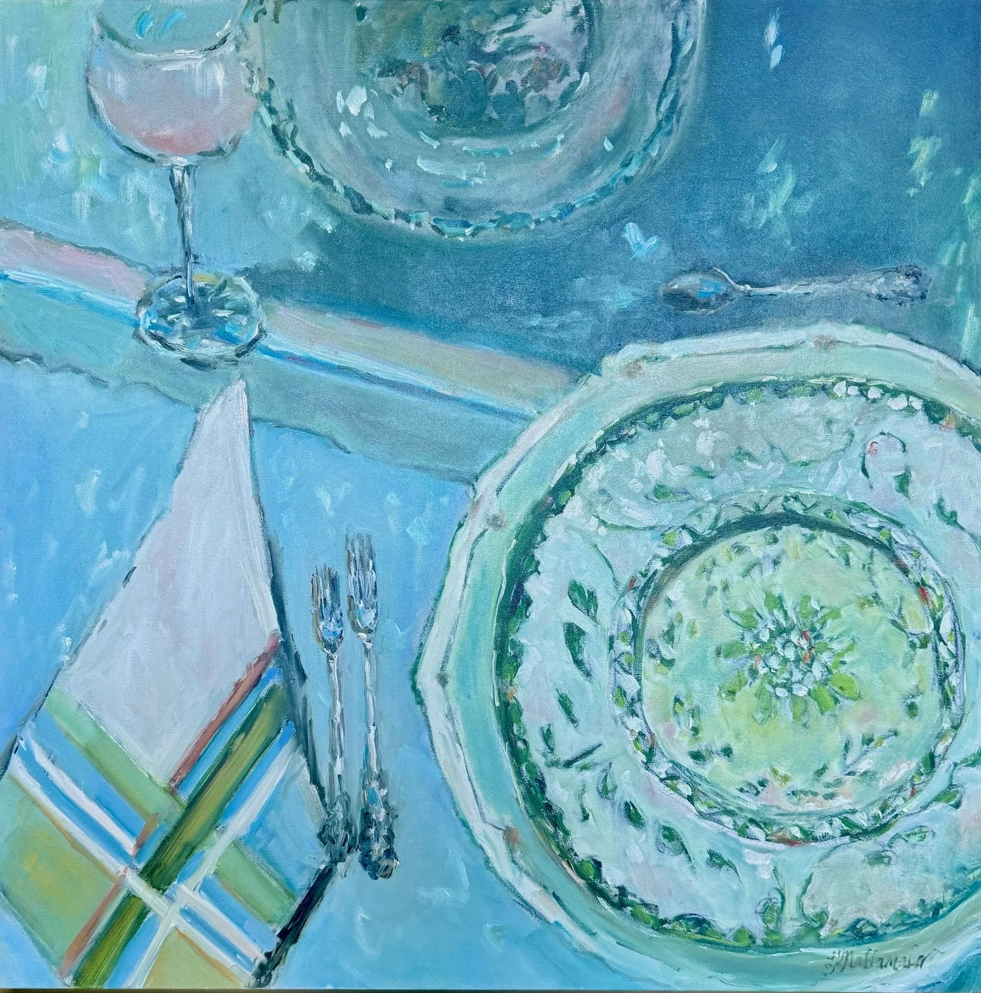 “The Blessing” Côte d’Azur, France / 36x36 inch oil in a 37.5x37.5 inch gold floater frame / $1900