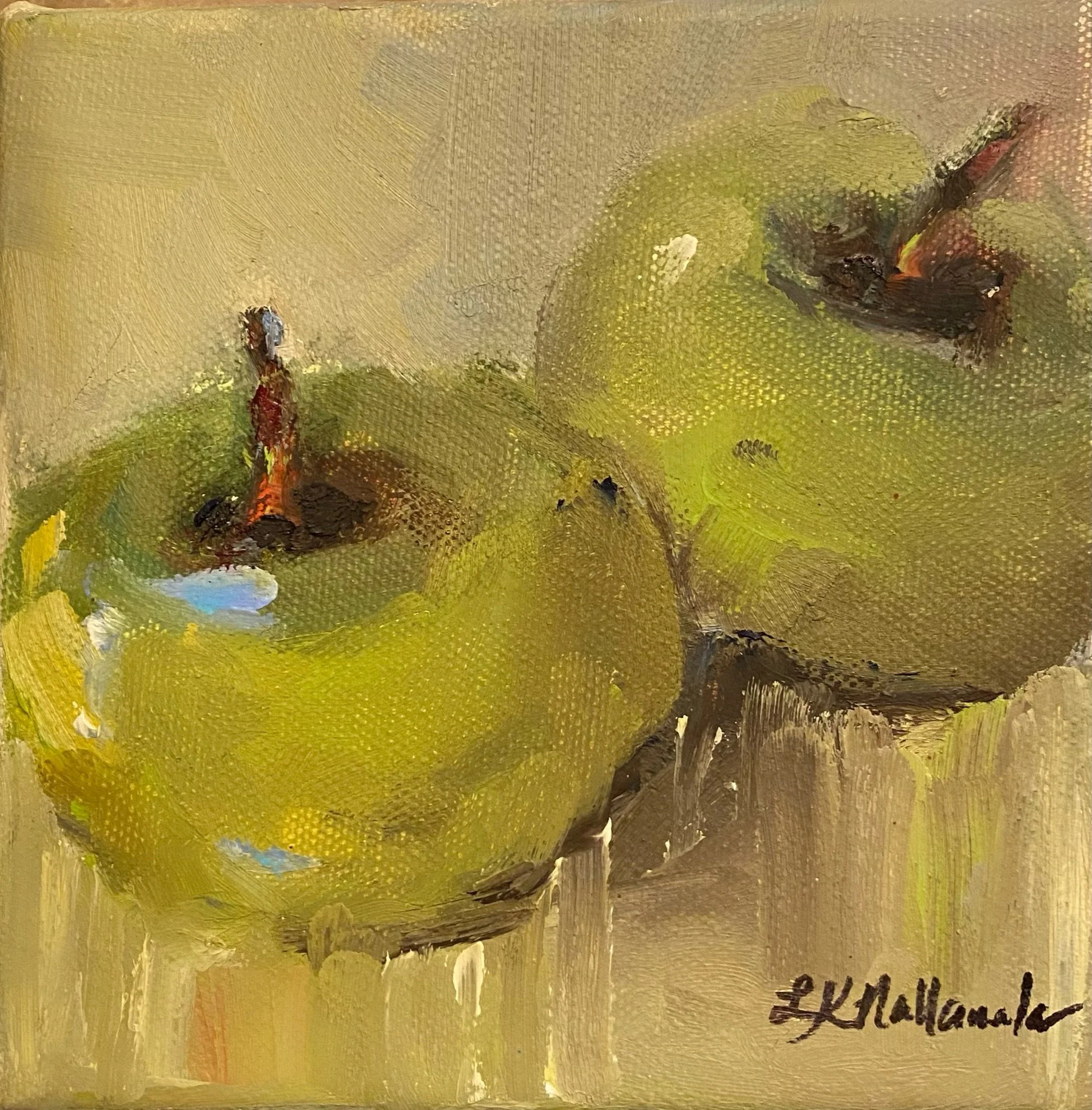 "Apple of His Eye" 6x6 oil on 1.5 inch gallery wrapped canvas / Purchased