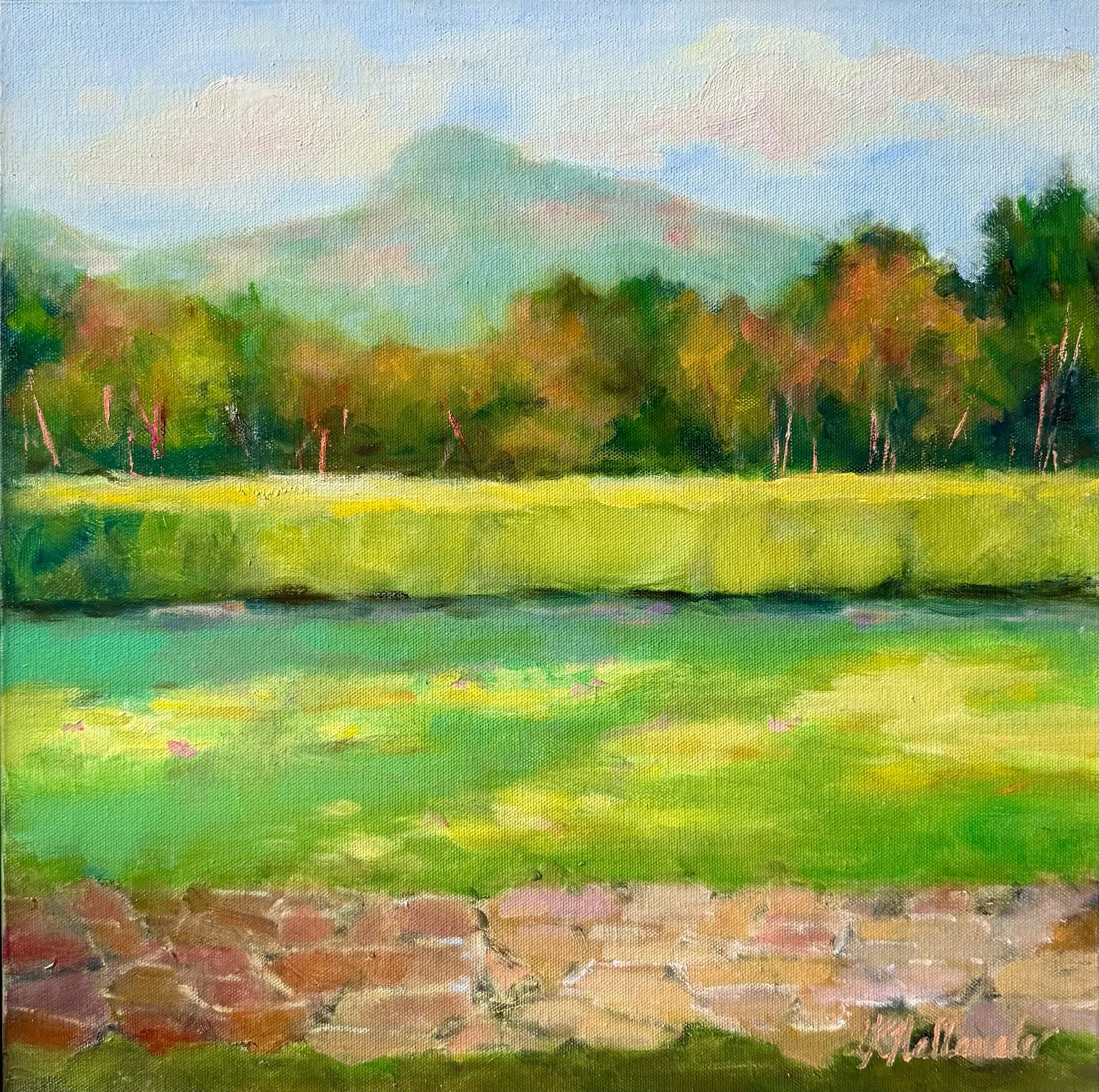 "Chimney Top and Rock Mountain"
16x16 oil in gold floater frame / Commission