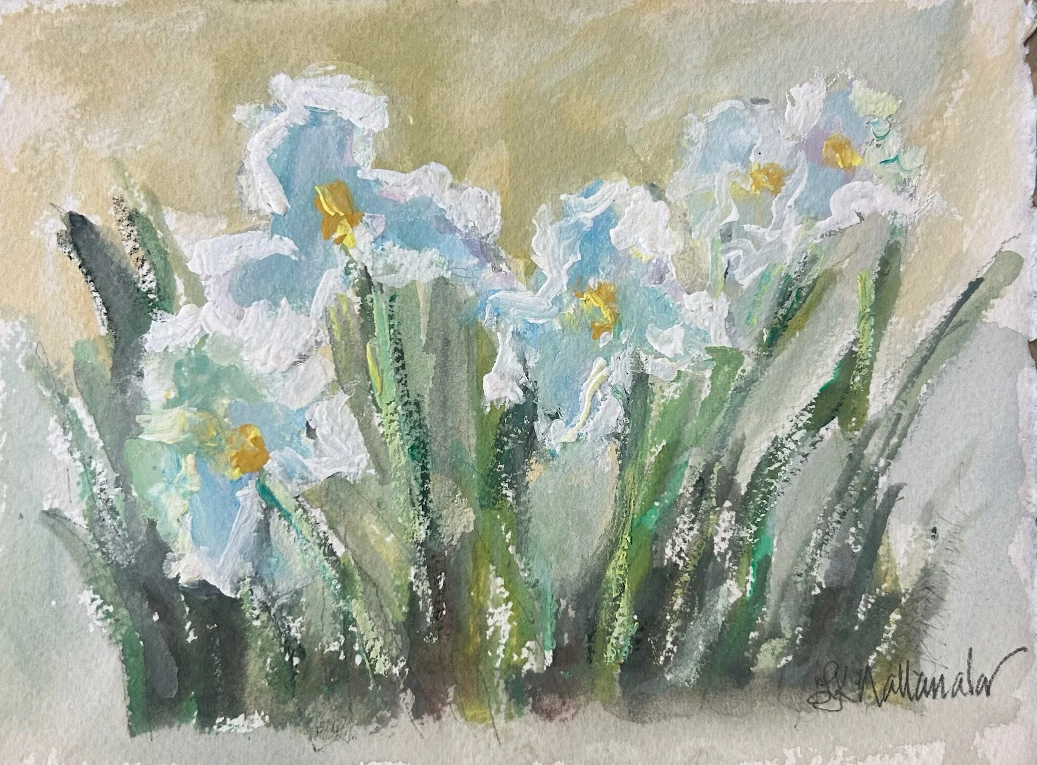 "Radiating Beauty" 6x8 gouache on paper in acrylic frame / Purchased