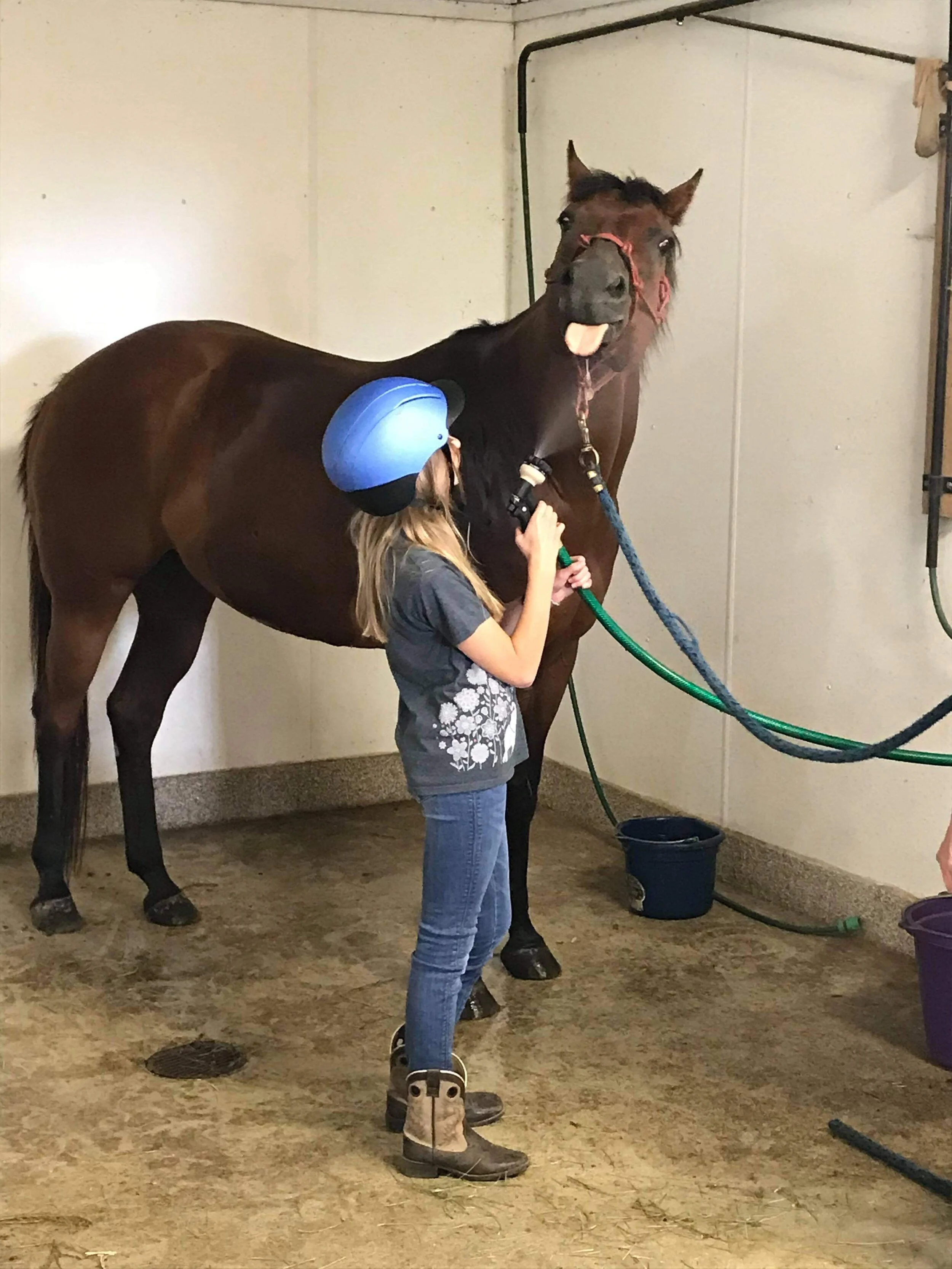 Mila and May enjoying the shower stall