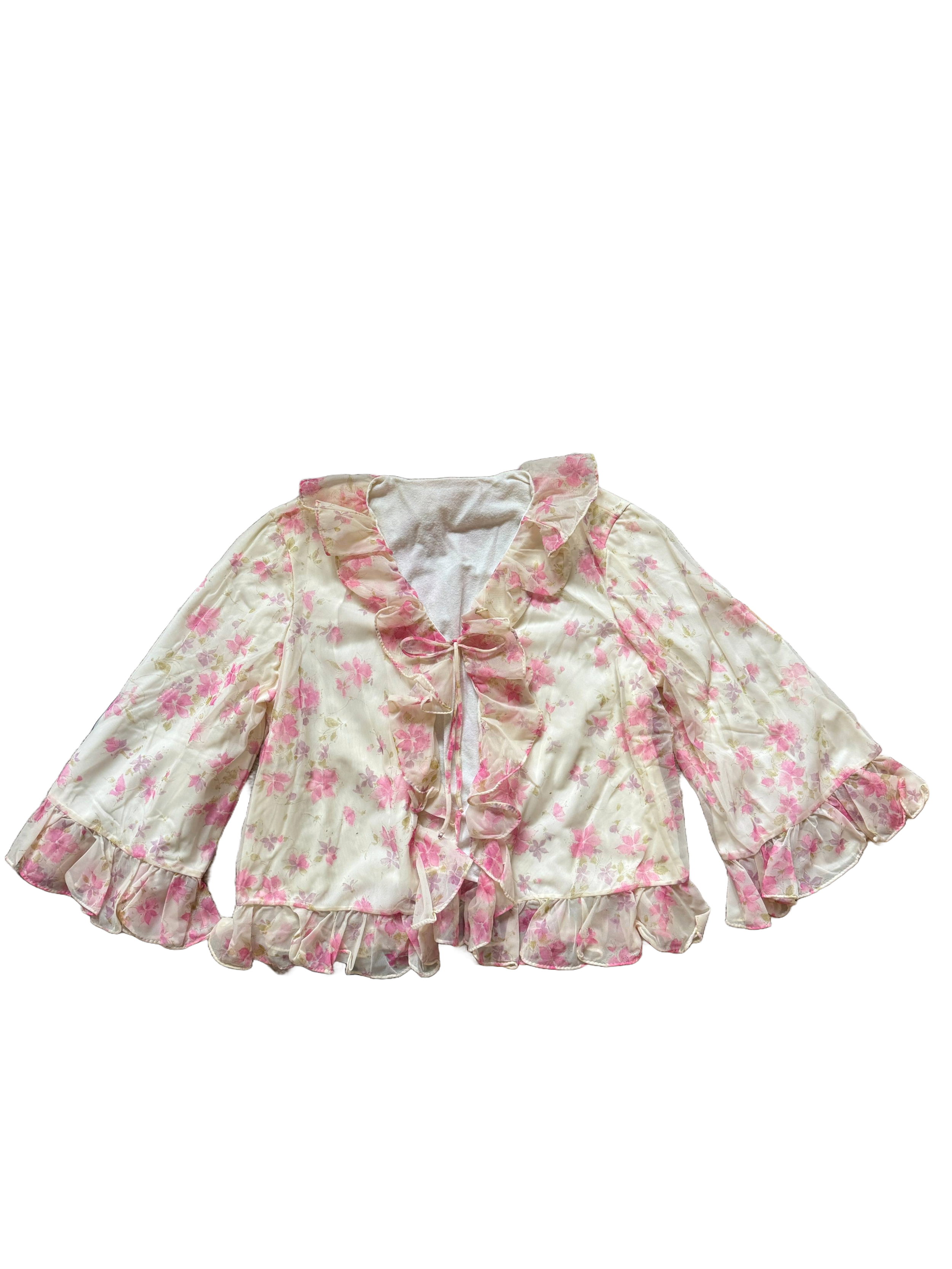 floral tie front ruffle top
