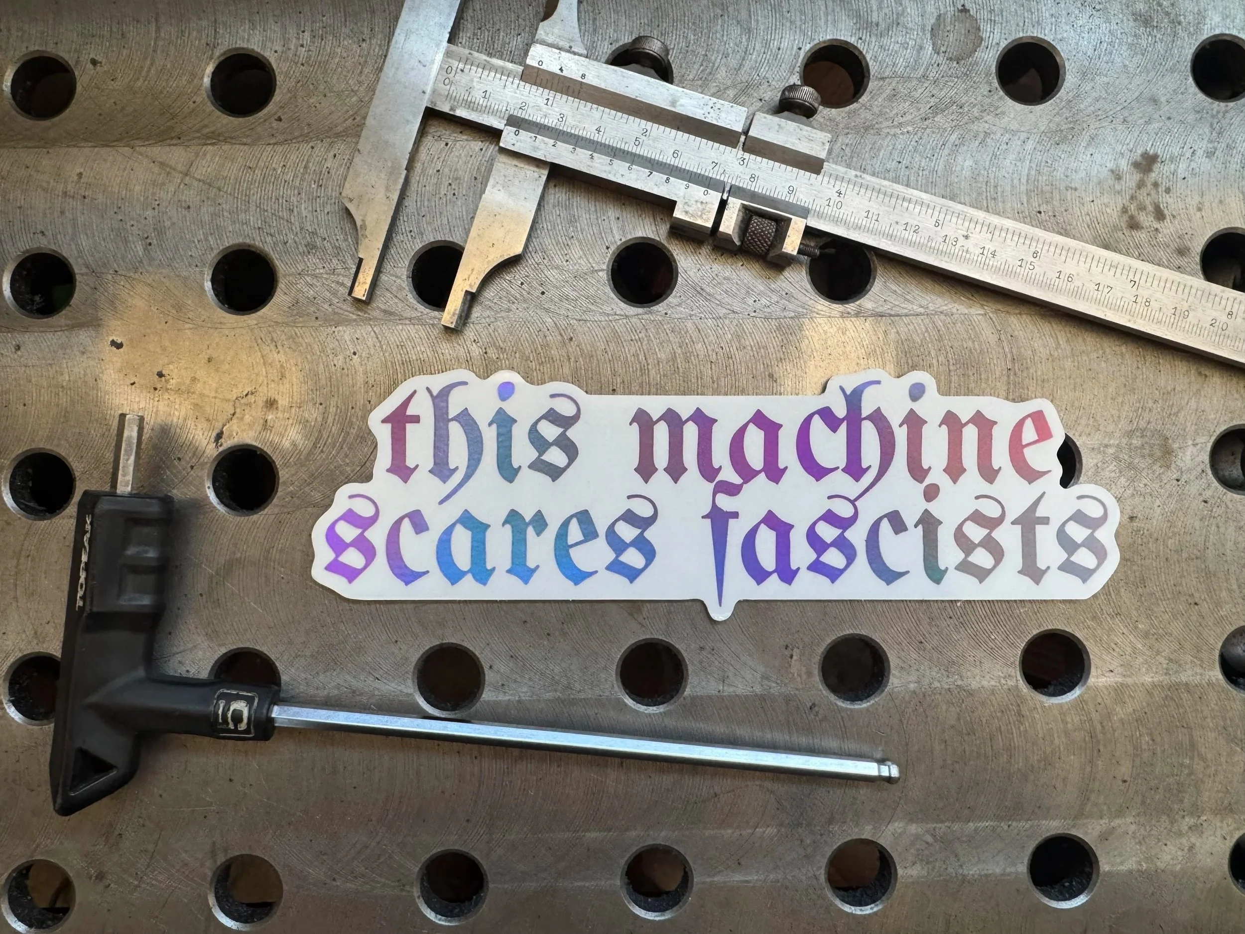 "This Machine Scares Fascists" Stickers