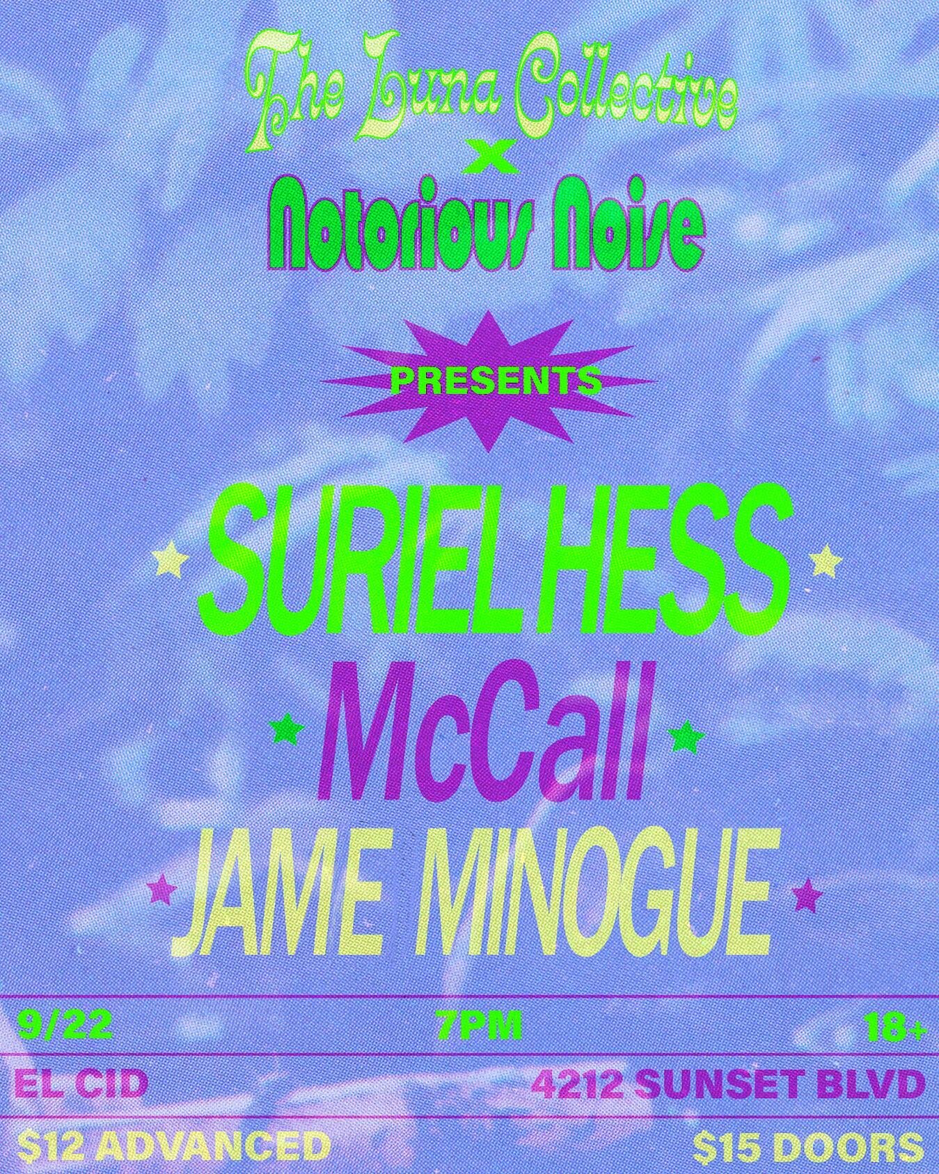 We couldn&rsquo;t be more stoked to have Suriel Hess as our new headliner for our upcoming LA show 🤩

🫶 Not gonna lie, us &amp; Notorious Noise kinda went OFF with this line up &amp; you&rsquo;re not gonna wanna miss it - ticket link in bio 🎫