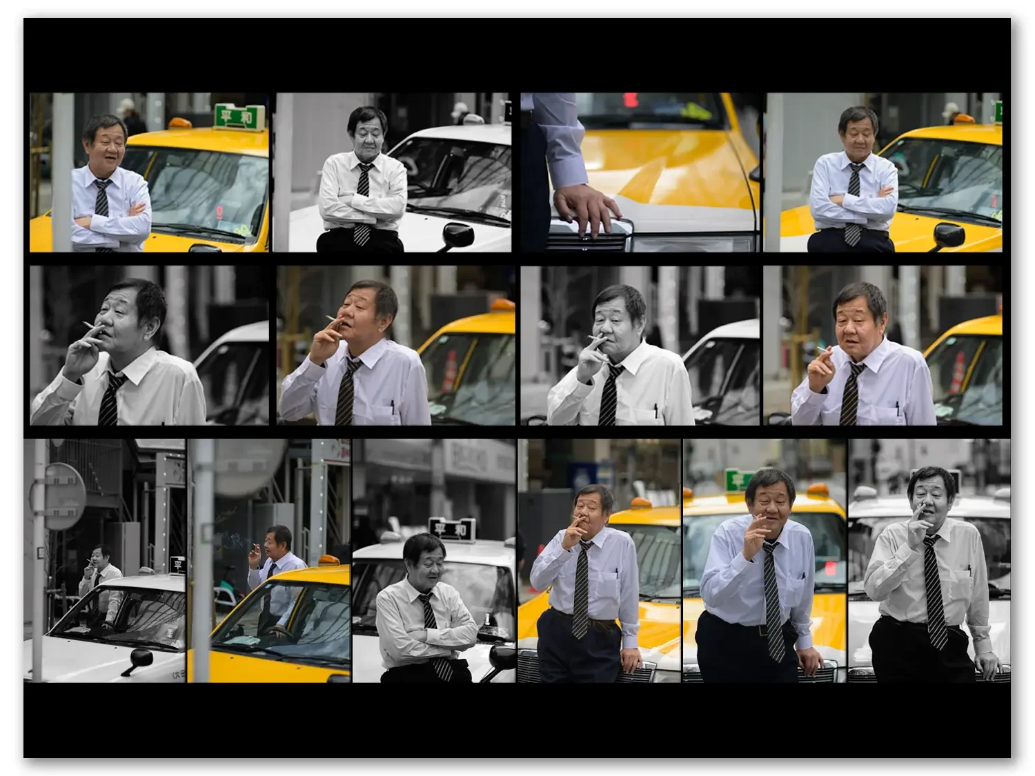 Vintage glass portraits of Shinagawa Taxi driver