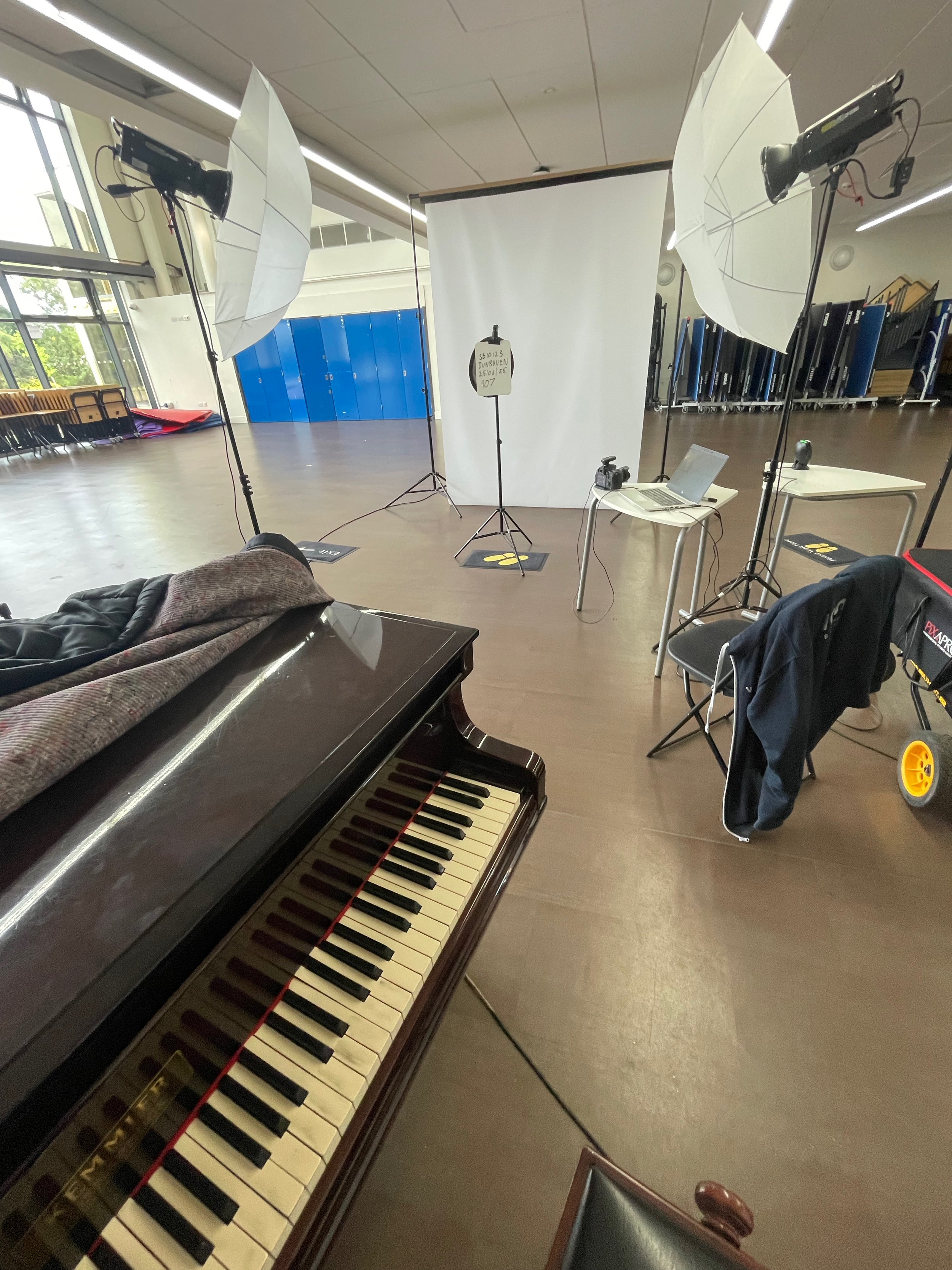 Piano practice whilst on a photo shoot!