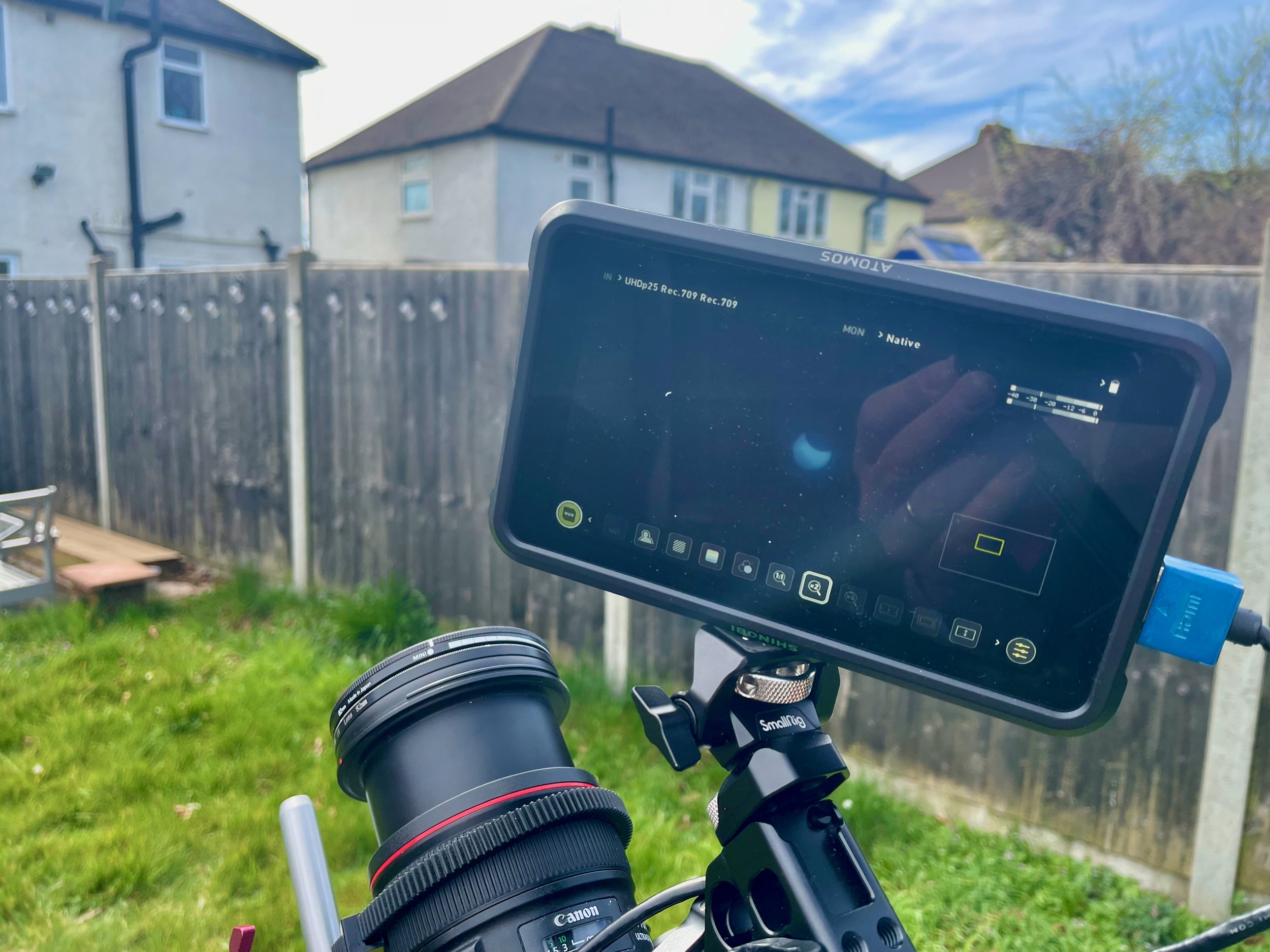 Useing my camera to capture the partial eclipse...
