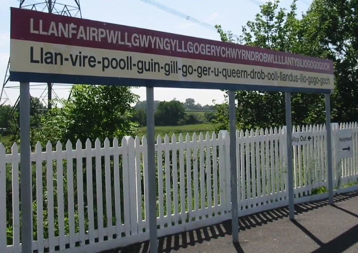 The name of a station stop in Wales with an extremely long name. The one-word place name is made up of 58 letters.