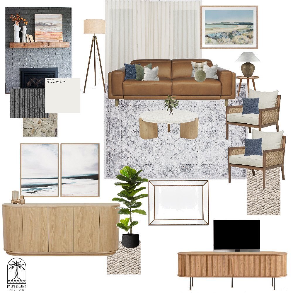 What I&rsquo;ve been working on this week! 

✨ A living, entry and home office space

✨ Above is 2 mood board concepts for the living space, the client wanting a mix of traditional, modern, mid century feels! 

✨ what do you prefer 1 or 2? 
.
.
.
.
#