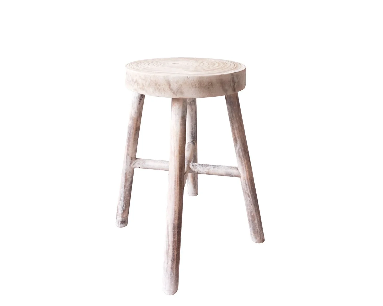 Hand made Paulownia wood stool, white wash