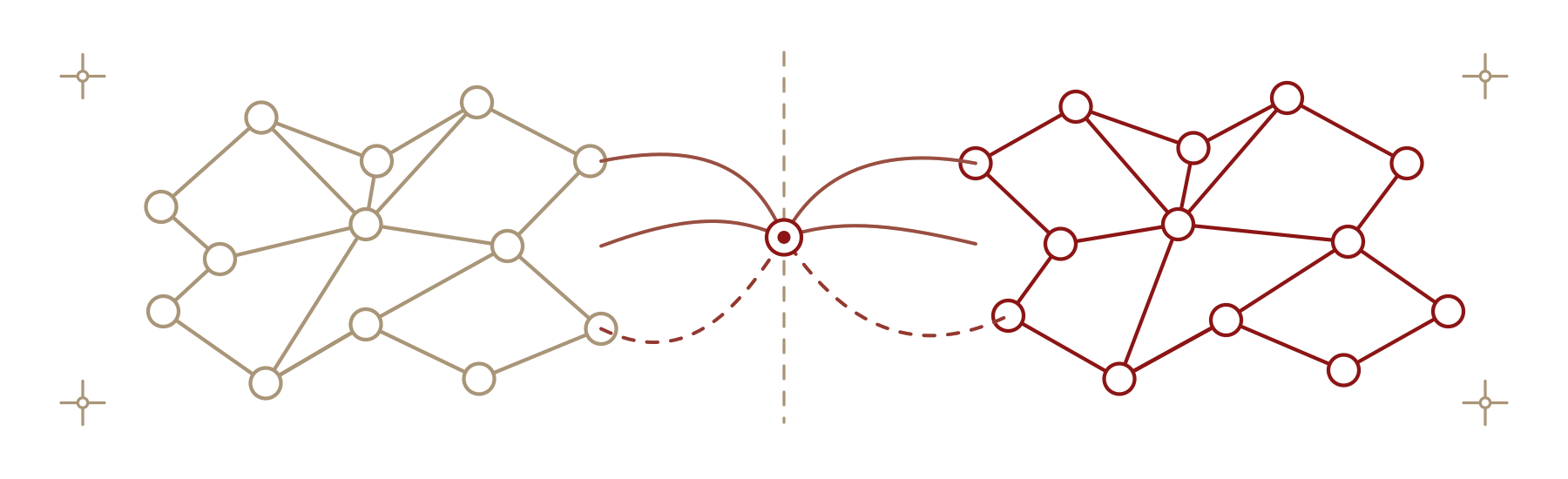 Two institutional networks connecting across a difference boundary through coordinated engagement.