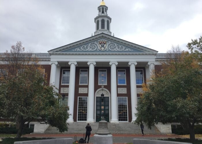 North entrance of Harvard University Harvard Business School Baker Library. Presidio Education®, 2018.