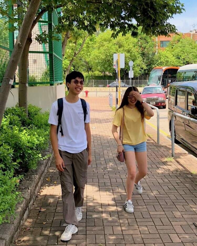   College Interns    Isaac Ng    and    Diva Wong   , outside Australian International School, Hong Kong. Presidio Education®, 2020.  