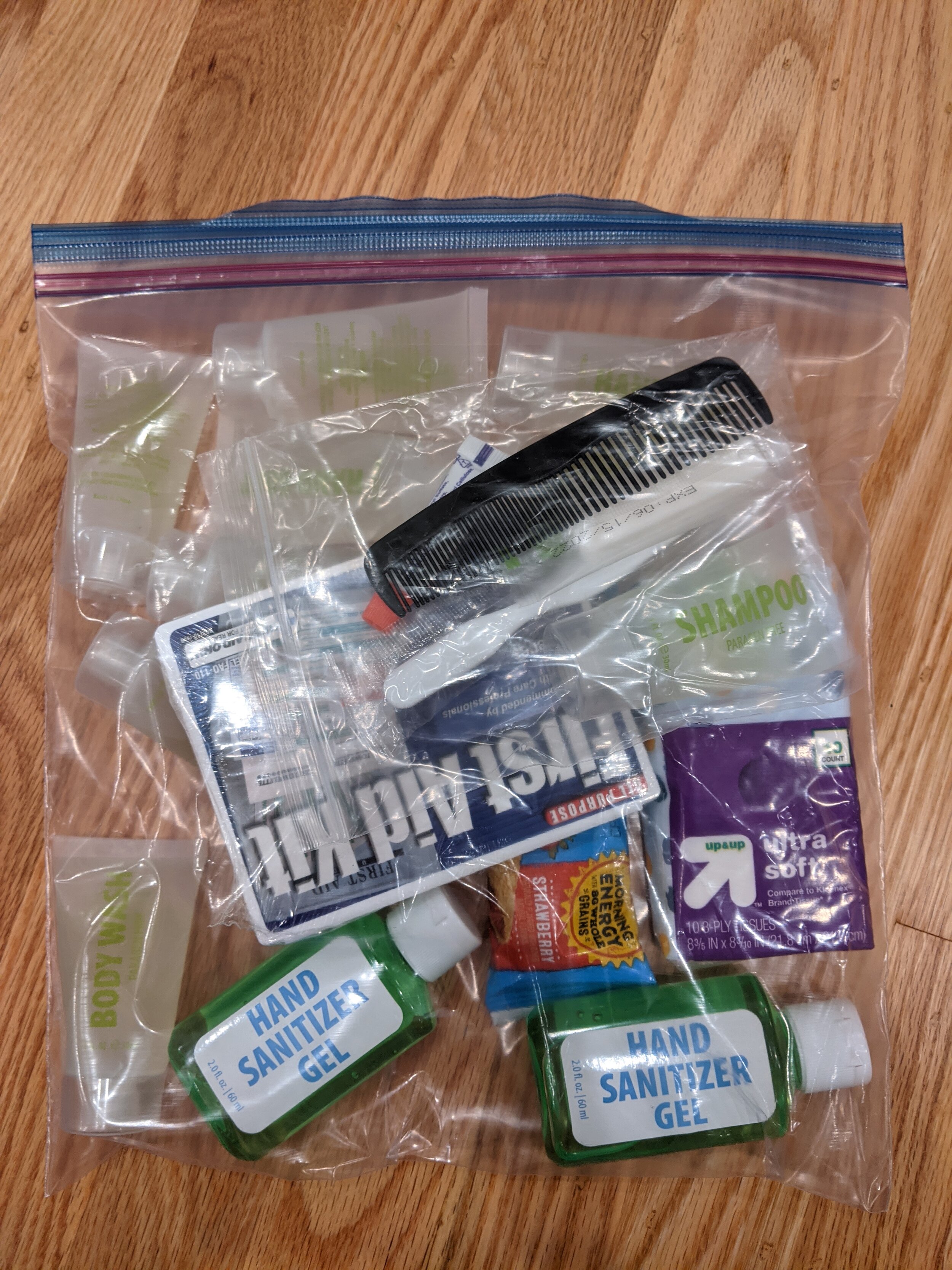  One of the hygiene sets we packed in a backpack. Photograph by  Martin Nobida, English Teacher , 2020. 