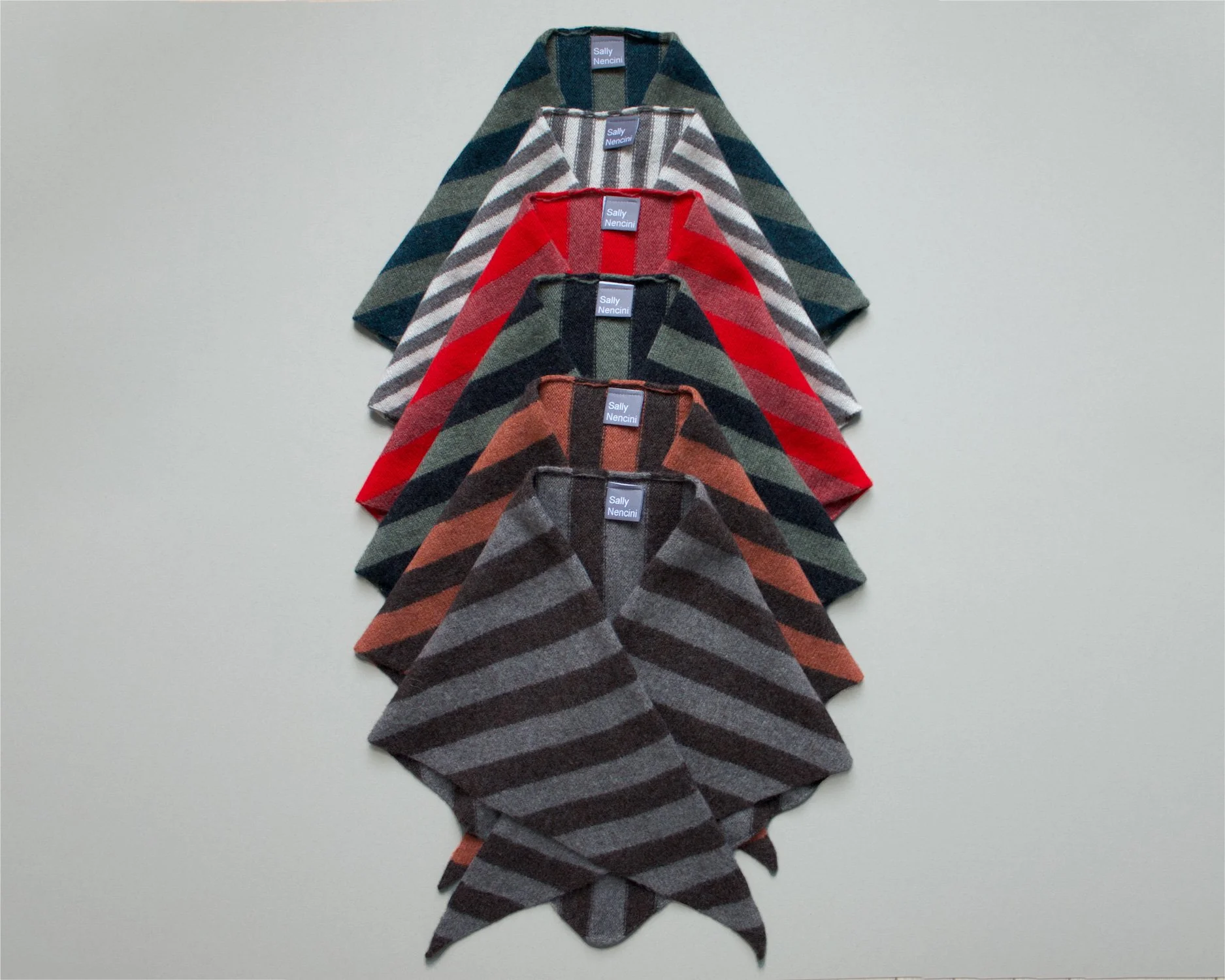 Lambswool Triangle Neck Scarf - Striped