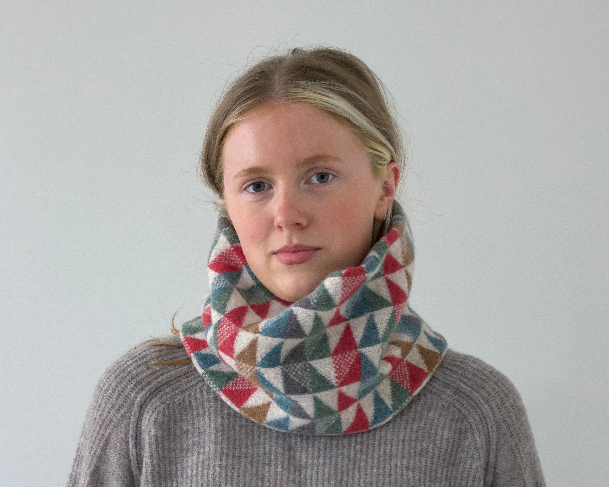Half Square Patchwork Lambswool Neck Warmer