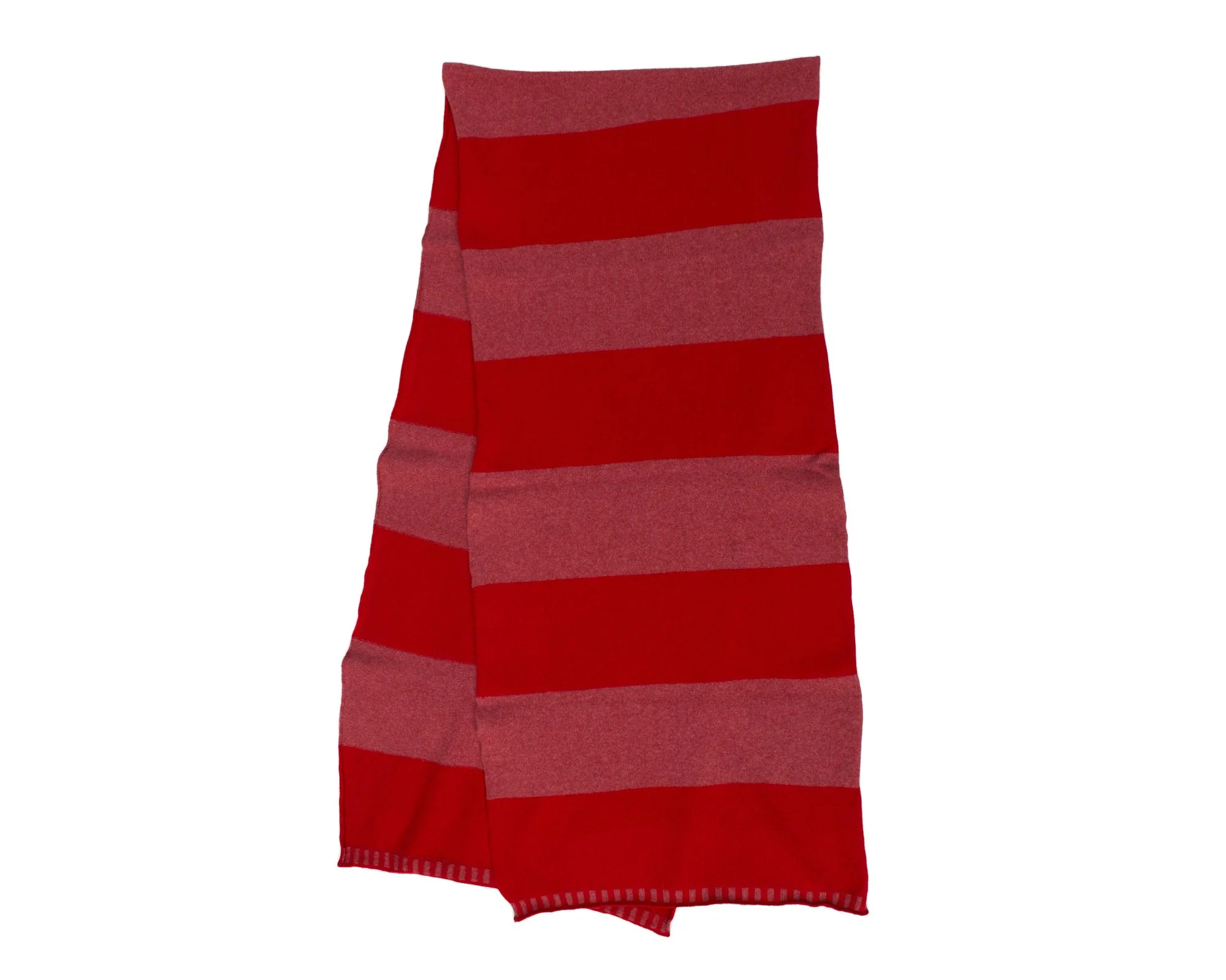 Lambswool Block Stripe Blanket Scarf - Red/Raspberry