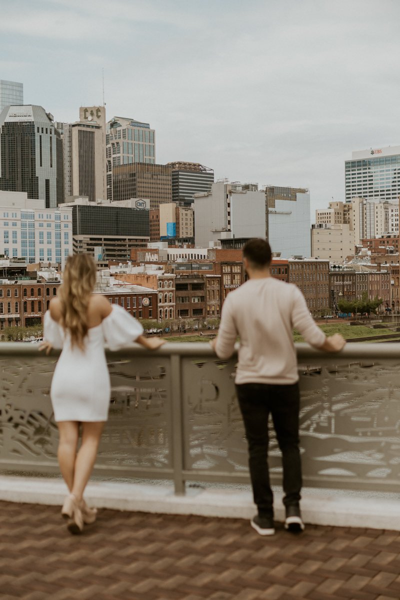 Couple overlooking Downtown Nashville, Tennessee
