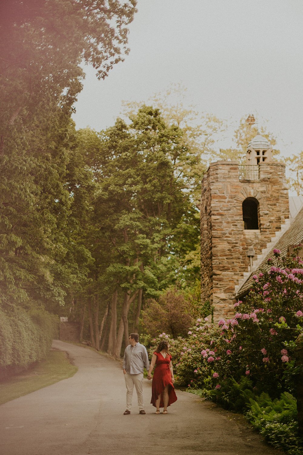 Couple walking to Garrett Church for their Upstate New York Engagement Session
